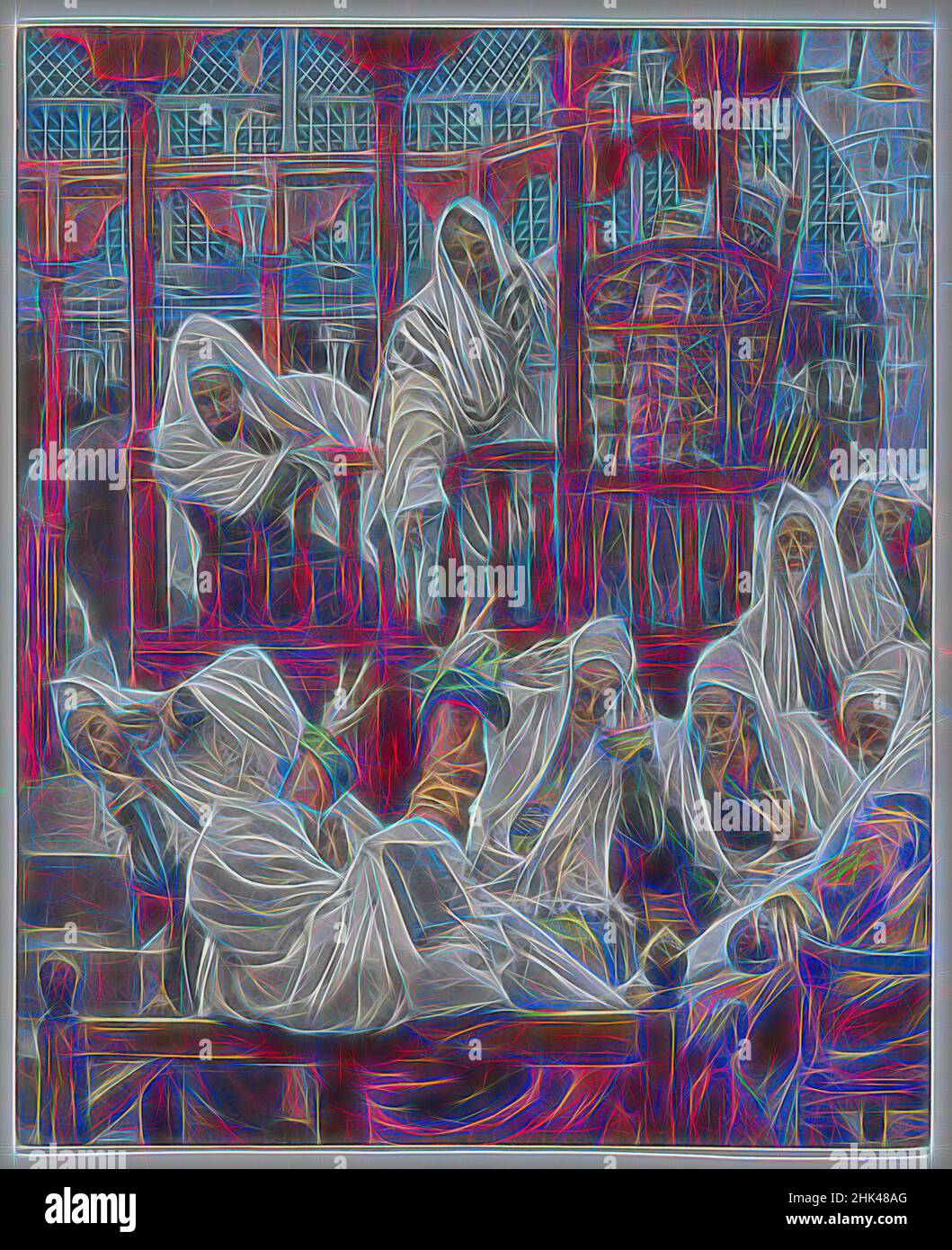 Inspiré par l'Homme possédé dans la Synagogue, le possédé dans la Synagogue, la vie de notre Seigneur Jésus Christ, la vie de notre-Seigneur Jésus-Christ, James Tissot, français, 1836-1902, aquarelle opaque sur graphite sur papier vélin gris, France, 1886-1894, image : 8 1/8 x 6 5/8 po, 20,6 x 16,8 cm, repensé par Artotop. L'art classique réinventé avec une touche moderne. Conception de lumière chaleureuse et gaie, de luminosité et de rayonnement de lumière. La photographie s'inspire du surréalisme et du futurisme, embrassant l'énergie dynamique de la technologie moderne, du mouvement, de la vitesse et révolutionne la culture Banque D'Images