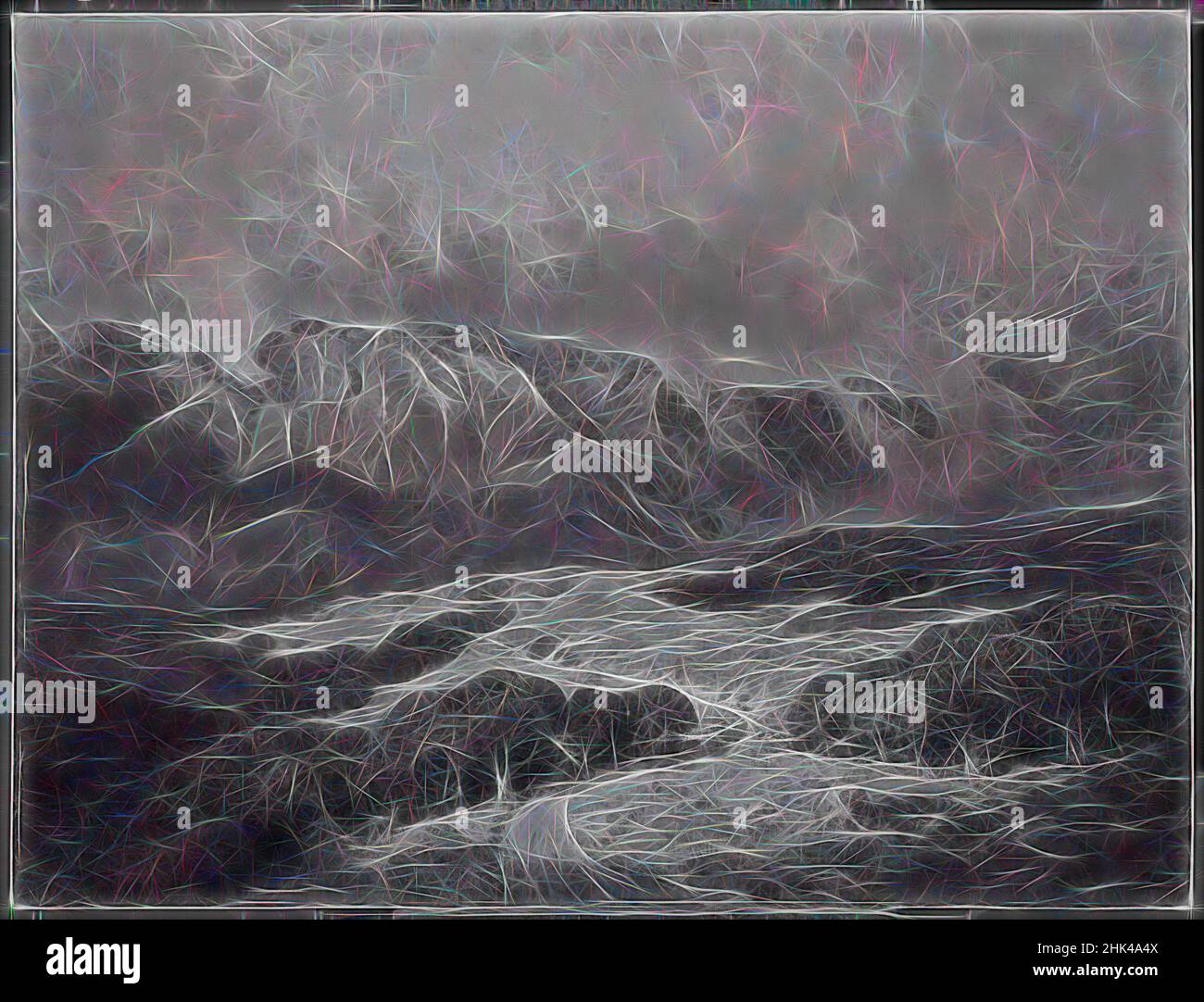 Inspiré par Landscape, Julian Walbridge Rix, cuisine américaine, 1850-1903, huile sur toile, 1901, 31 15/16 x 41 15/16 po, 81,2 x 106,5 cm, repensé par Artotop. L'art classique réinventé avec une touche moderne. Conception de lumière chaleureuse et gaie, de luminosité et de rayonnement de lumière. La photographie s'inspire du surréalisme et du futurisme, embrassant l'énergie dynamique de la technologie moderne, du mouvement, de la vitesse et révolutionne la culture Banque D'Images