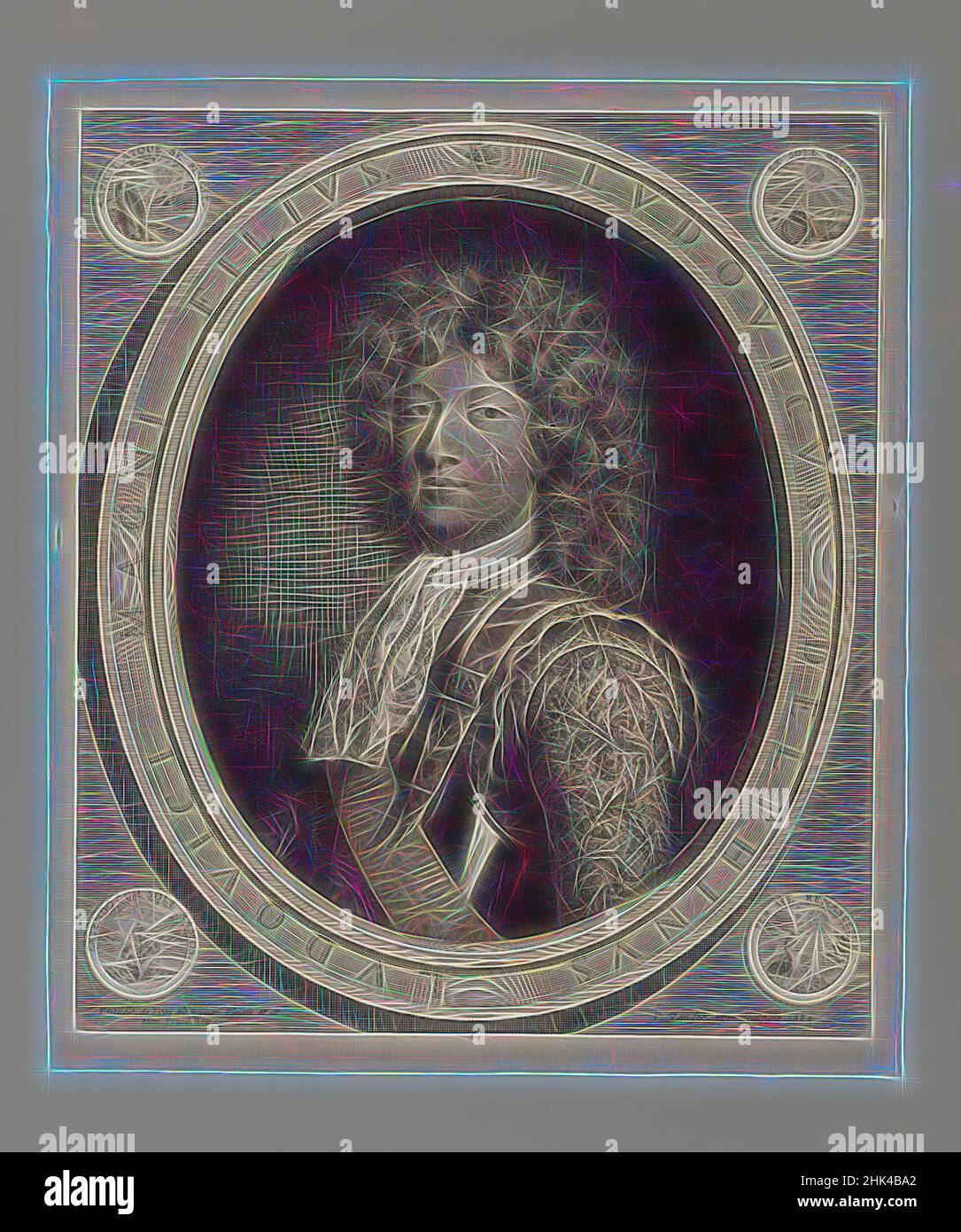 Inspiré par Louis Dauphin de France, Pieter van Schuppen, Flamand, CA. 1623-1702, gravure, 1684, 17 x 14 3/4 po., 43,2 x 37,5 cm, repensé par Artotop. L'art classique réinventé avec une touche moderne. Conception de lumière chaleureuse et gaie, de luminosité et de rayonnement de lumière. La photographie s'inspire du surréalisme et du futurisme, embrassant l'énergie dynamique de la technologie moderne, du mouvement, de la vitesse et révolutionne la culture Banque D'Images