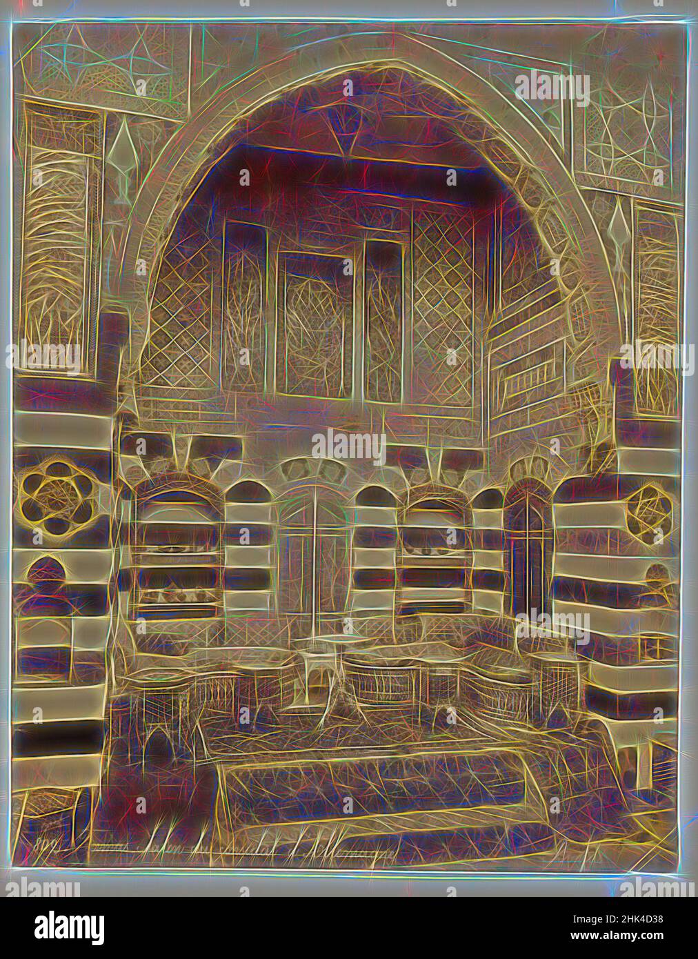 Inspiré par Damas - salle de réception du consulat d'Allemagne, Felix Bonfils, français, 1831-1885, photographie d'argent d'albumine, Après 1867, feuille: Hauteur: 14 po, réimaginé par Artotop. L'art classique réinventé avec une touche moderne. Conception de lumière chaleureuse et gaie, de luminosité et de rayonnement de lumière. La photographie s'inspire du surréalisme et du futurisme, embrassant l'énergie dynamique de la technologie moderne, du mouvement, de la vitesse et révolutionne la culture Banque D'Images