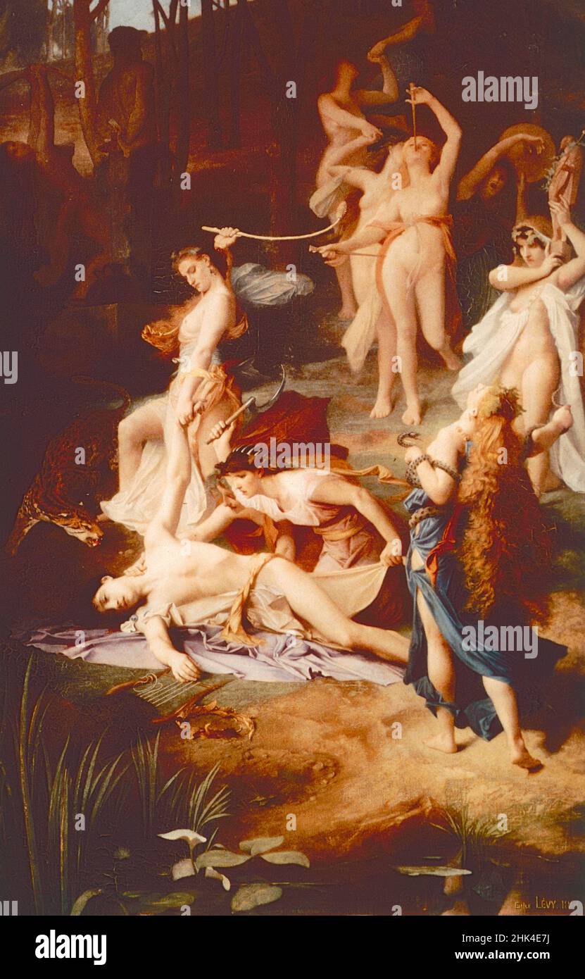 Mort d'Orpheus, peinture de l'artiste français Emile Levy, 1866 Banque D'Images