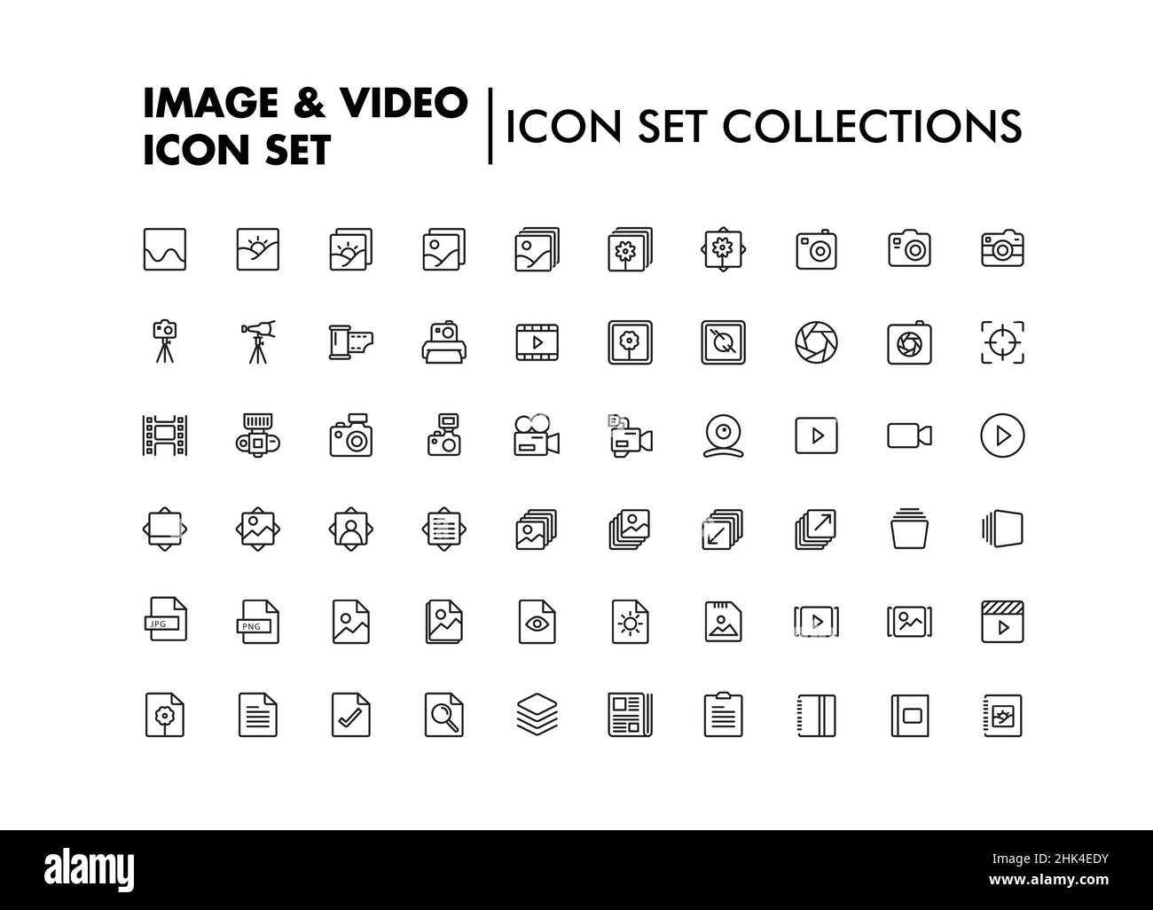 Vaste collection d'icônes d'images et de vidéos pour les sites Web et les applications Illustration de Vecteur