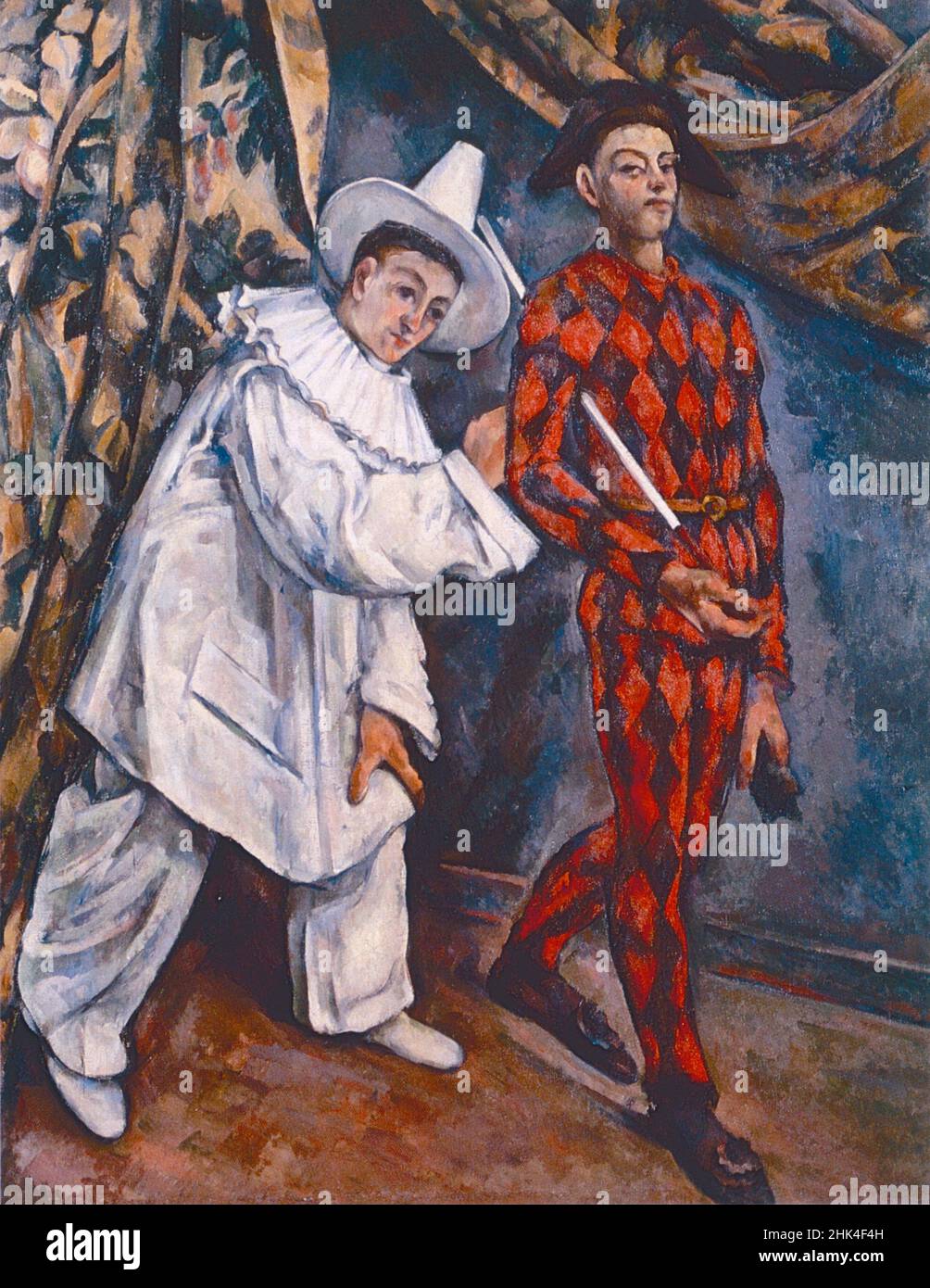 Pierrot et Harlequin, peinture de l'artiste français Paul Cezanne, 1898 Banque D'Images