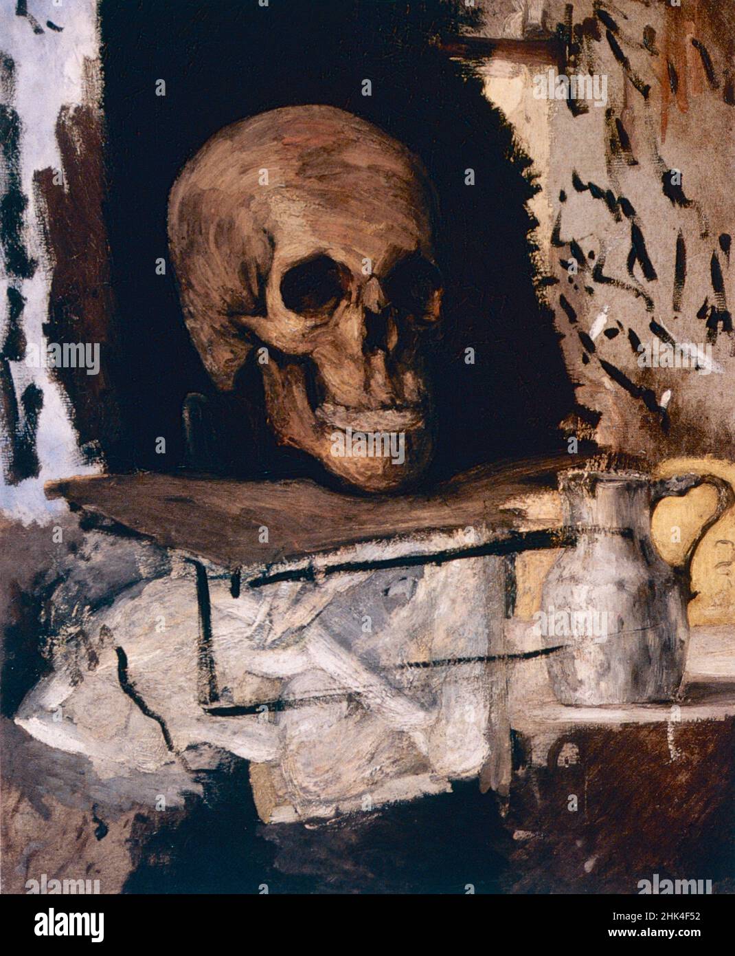 Encore la vie avec Skull, peinture de l'artiste français Paul Cezanne, 1870s Banque D'Images