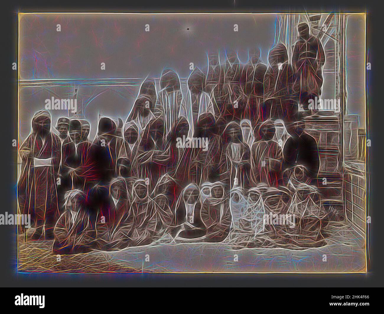 Inspiré par les acteurs d'un jeu de passion, l'une des 274 photographies d'époque, photographie d'argent d'albumine, fin 19th-début 20th siècle, Qentra, période de Qentra, 6 1/8 x 8 1/4 po, 15,6 x 21 cm, 19th siècle, garçons, groupe, Iran, Moyen-Orient, persan, photographie, portrait, turban, Repensé par Artotop. L'art classique réinventé avec une touche moderne. Conception de lumière chaleureuse et gaie, de luminosité et de rayonnement de lumière. La photographie s'inspire du surréalisme et du futurisme, embrassant l'énergie dynamique de la technologie moderne, du mouvement, de la vitesse et révolutionne la culture Banque D'Images