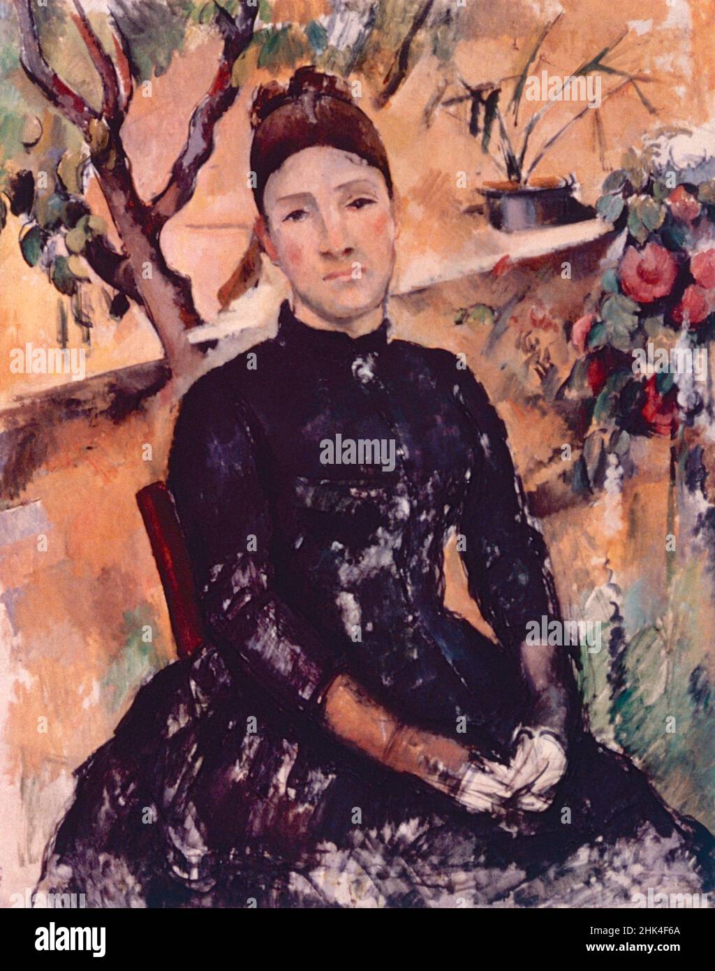 Madame Cézanne dans la serre, peinture de l'artiste français Paul Cézanne, 1892 Banque D'Images