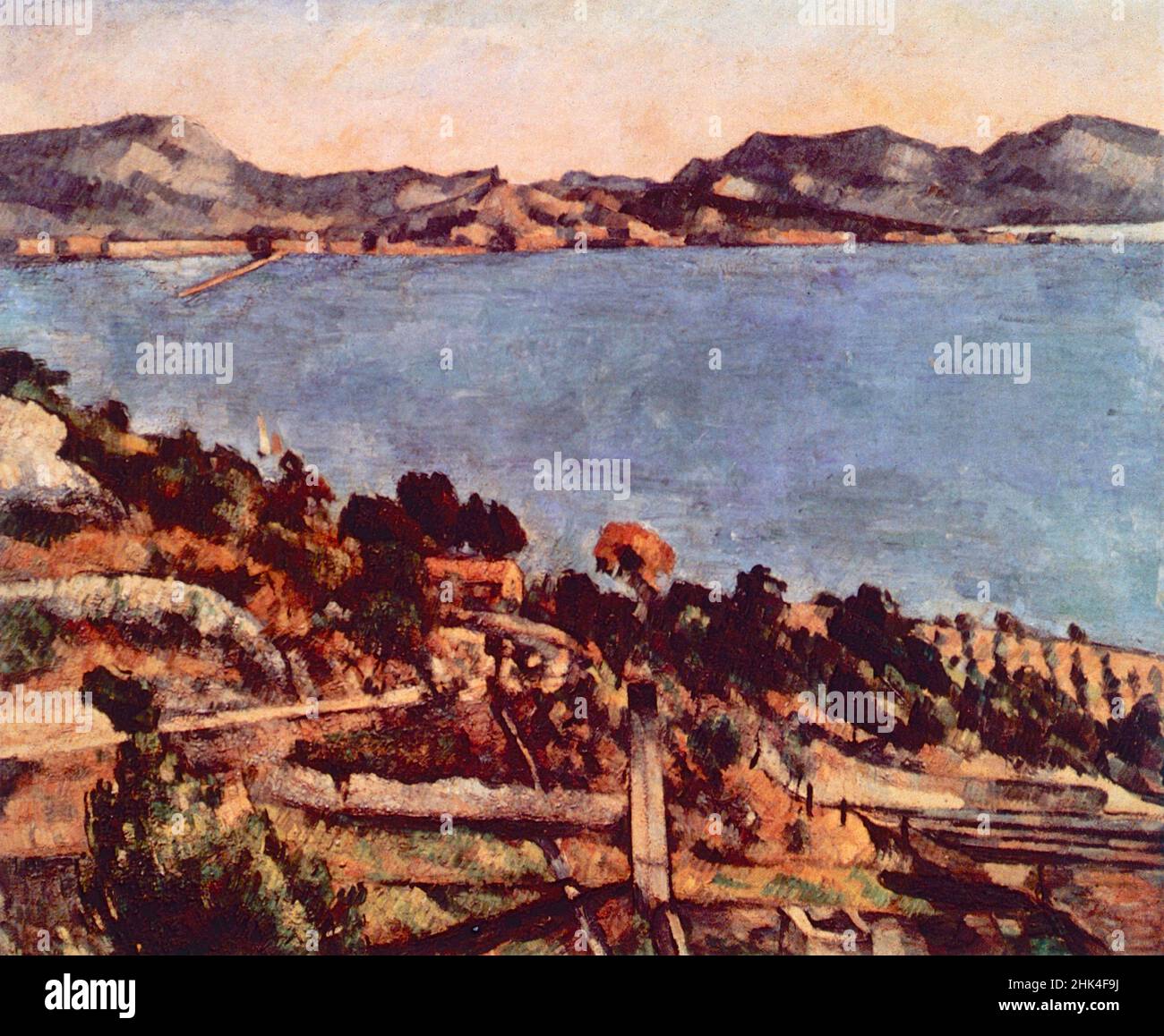 Paysage, peinture de l'artiste français Paul Cezanne, 1870s Banque D'Images