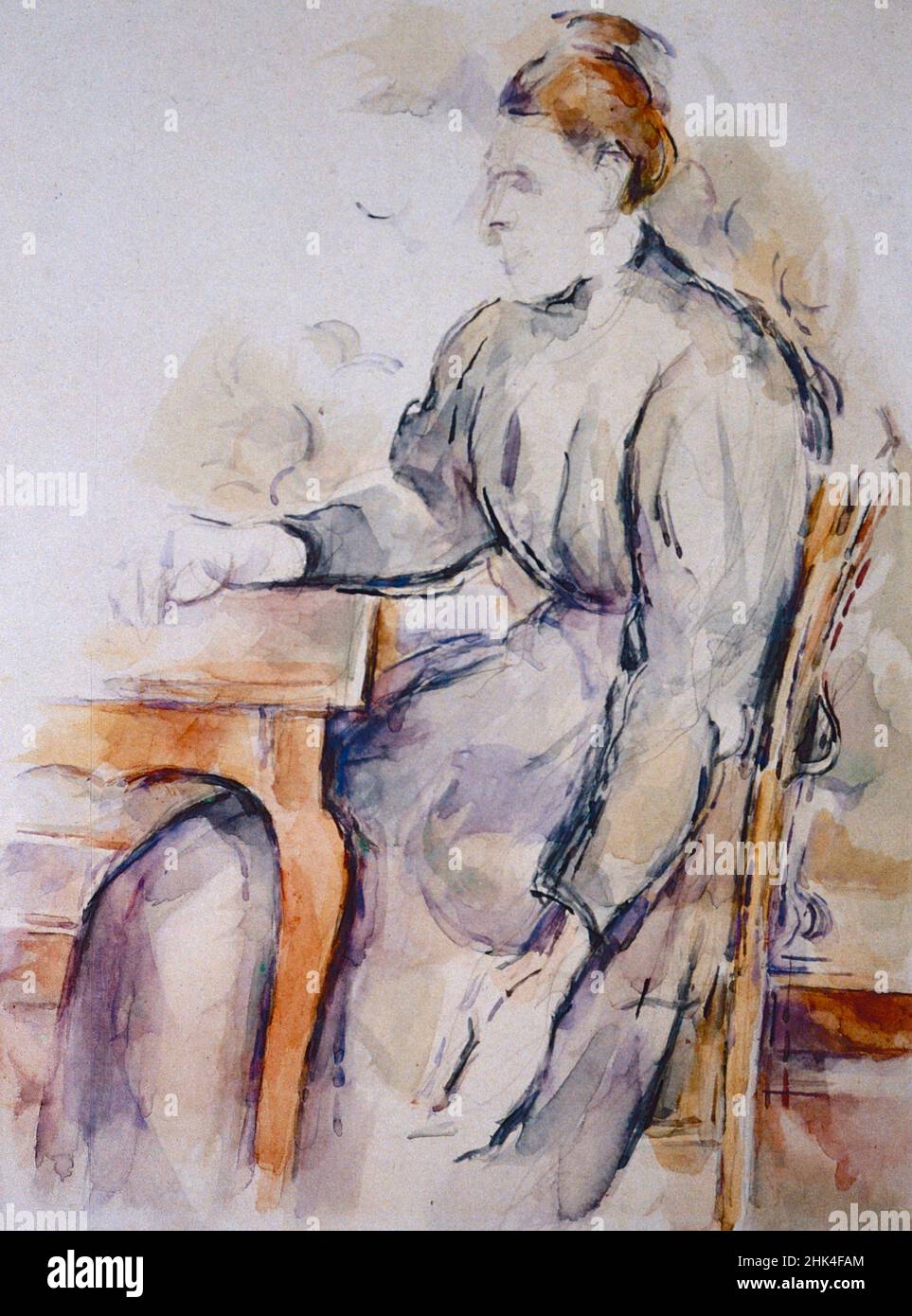 Portrait de Madame Cézanne assis, peinture de l'artiste français Paul Cézanne, 1892 Banque D'Images
