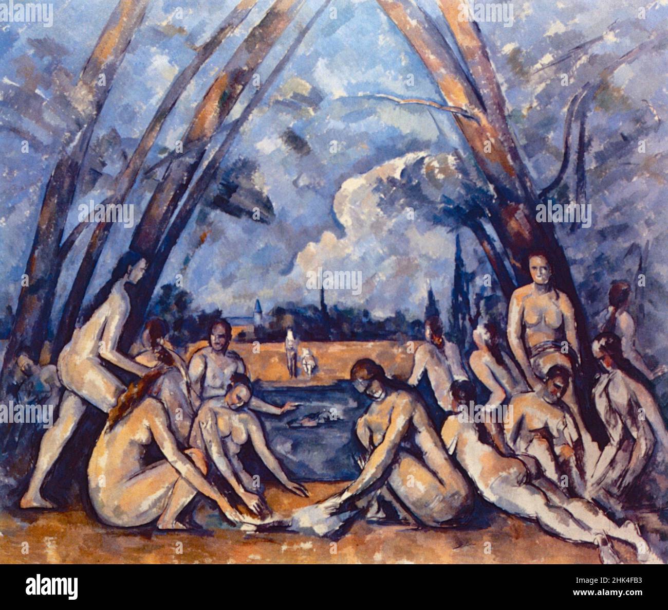 Les baigneurs, peinture de l'artiste français Paul Cezanne, 1890s Banque D'Images