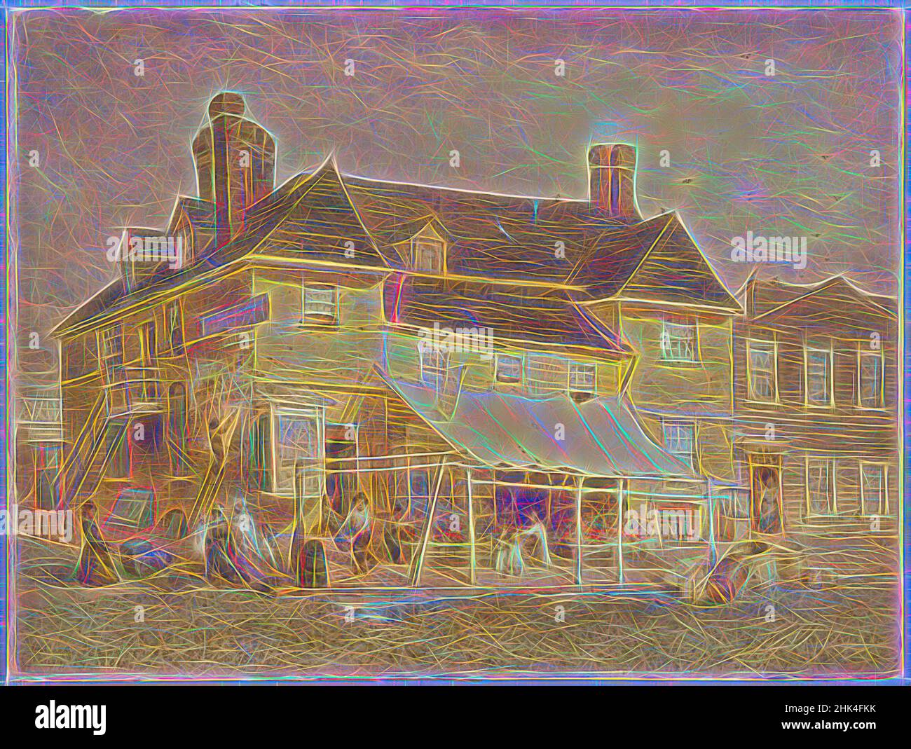 Inspiré par William Penn's Mansion, South second Street, Philadelphie, 1864, John Mackie Falconer, American, 1820-1903, aquarelle avec des touches d'aquarelle opaque sur crayon graphite sur papier de poids moyen, légèrement texturé, monté sur planche, 1864, 17 1/2 x 23 1/2 po, 44,5 x 59,7 cm, repensé par Artotop. L'art classique réinventé avec une touche moderne. Conception de lumière chaleureuse et gaie, de luminosité et de rayonnement de lumière. La photographie s'inspire du surréalisme et du futurisme, embrassant l'énergie dynamique de la technologie moderne, du mouvement, de la vitesse et révolutionne la culture Banque D'Images