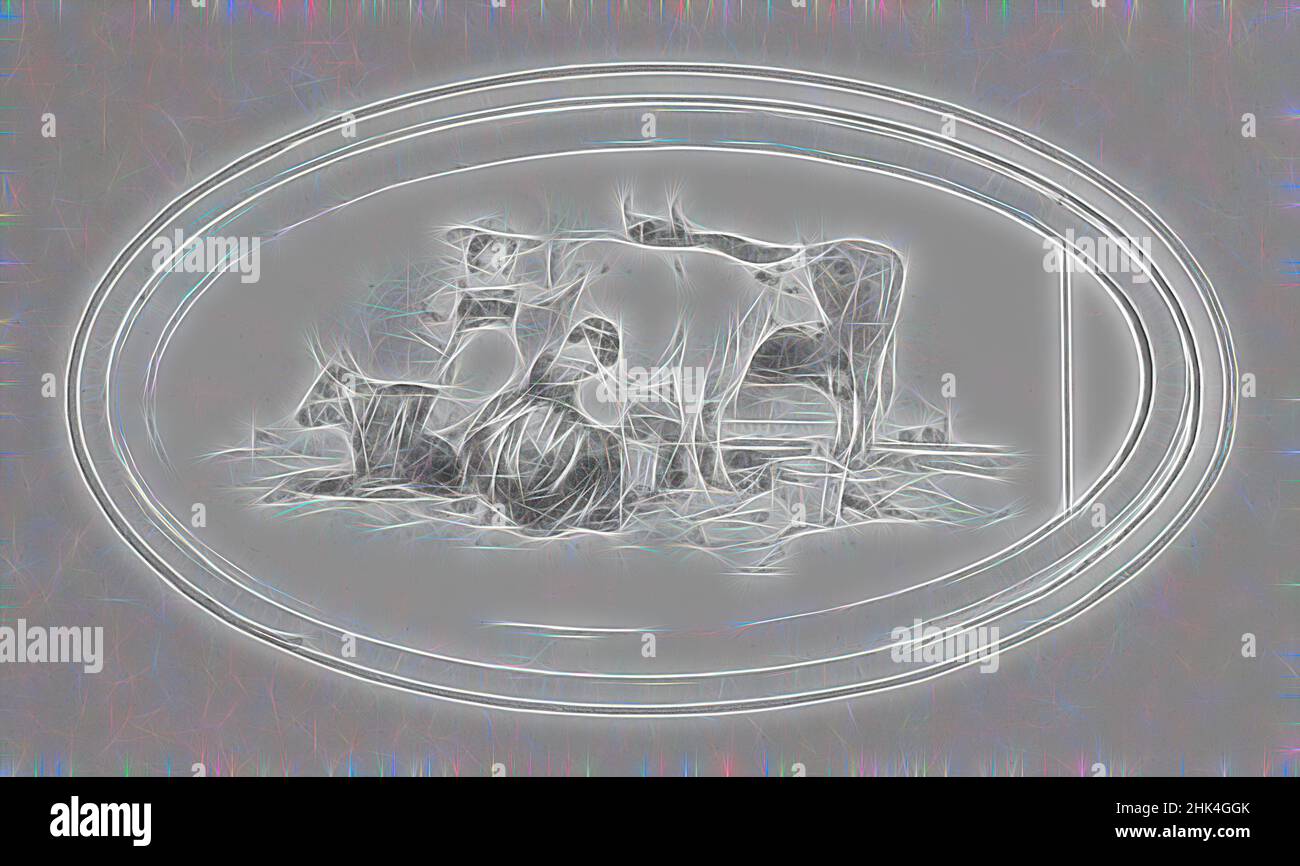 Inspiré par vignette M, américain, aquarelle et graphite, 1840s-1850s, 4 1/8 x 2 7/8 po, 10,5 x 7,3 cm, vache, traite, femme de chambre, ovale, Pastoral, réimaginé par Artotop. L'art classique réinventé avec une touche moderne. Conception de lumière chaleureuse et gaie, de luminosité et de rayonnement de lumière. La photographie s'inspire du surréalisme et du futurisme, embrassant l'énergie dynamique de la technologie moderne, du mouvement, de la vitesse et révolutionne la culture Banque D'Images