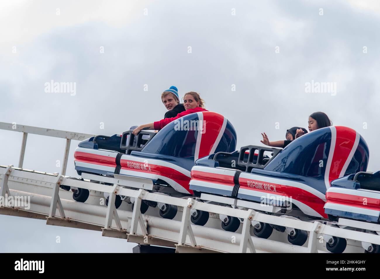 Images de l'héritage DSLR de Pleasure Beach Blackpool , y compris le Old Wild Mouse Ride, Amanda Thompson, Pre Icon, train fantôme, Big One, Infusion de glace Banque D'Images