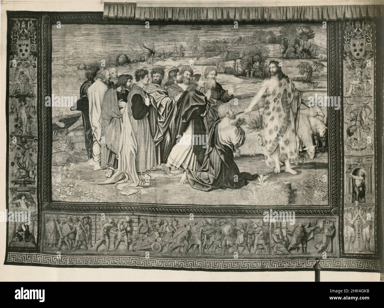 L'appel de Pierre, Tapisserie d'après l'artiste italien Raphaël, Cité du Vatican 1920s Banque D'Images