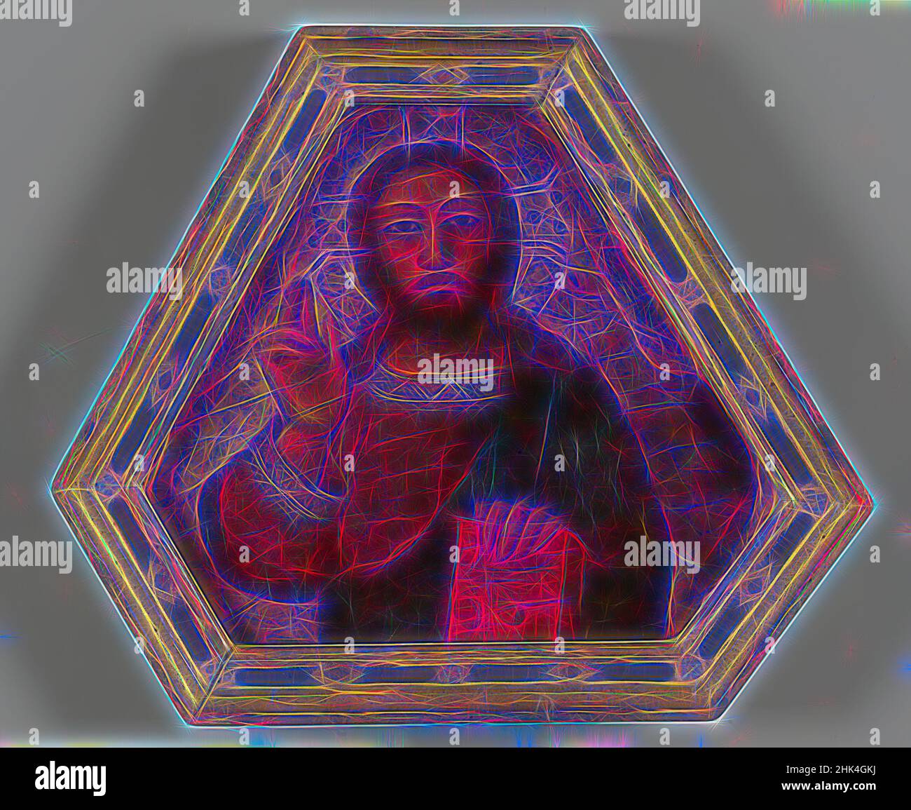 Inspiré par Christ Bénédiction, Nardo di Cione, italien, florentin, actif 1343-1356/1366, Tempera et or sur panneau, Italie, mi-14th siècle, 8 x 9 po., 20,3 x 22,9 cm, Artaud de Montor, barbe, bénédiction, calmant, européen, cadre, moustache, peinture, paix, pinnacle, six côtés, outillage, repensé par Artotop. L'art classique réinventé avec une touche moderne. Conception de lumière chaleureuse et gaie, de luminosité et de rayonnement de lumière. La photographie s'inspire du surréalisme et du futurisme, embrassant l'énergie dynamique de la technologie moderne, du mouvement, de la vitesse et révolutionne la culture Banque D'Images