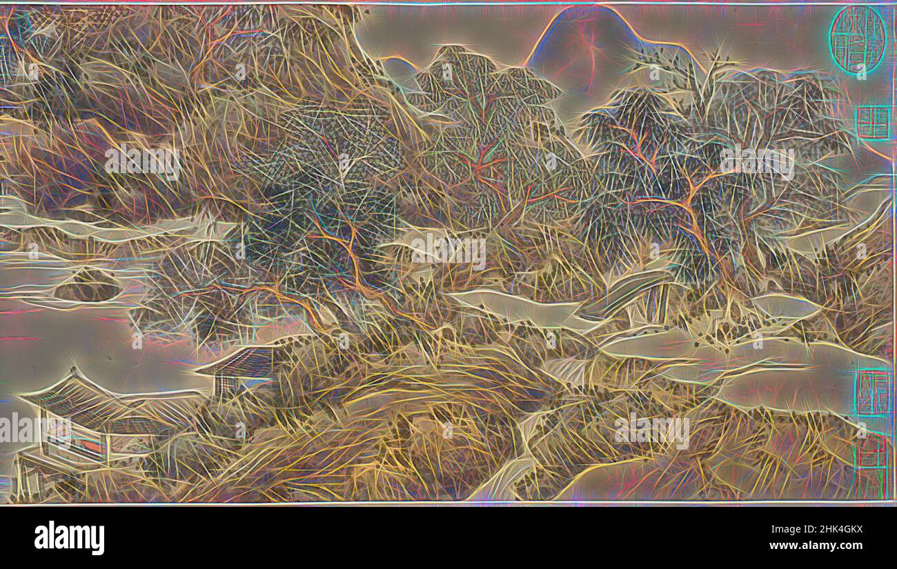 Inspiré par les montagnes et les ruisseaux sans fin, attribué à Shen Zhou, chinois, 1427-1509, Handscroll, encre et couleur sur papier, Chine, 1368-1644, dynastie Ming, dynastie Ming, Hors tout : environ 14 5/16 x 351 po, 36,4 x 891,5 cm, Chine, Ming art, nature, Shen Zhou, Repensé par Artotop. L'art classique réinventé avec une touche moderne. Conception de lumière chaleureuse et gaie, de luminosité et de rayonnement de lumière. La photographie s'inspire du surréalisme et du futurisme, embrassant l'énergie dynamique de la technologie moderne, du mouvement, de la vitesse et révolutionne la culture Banque D'Images