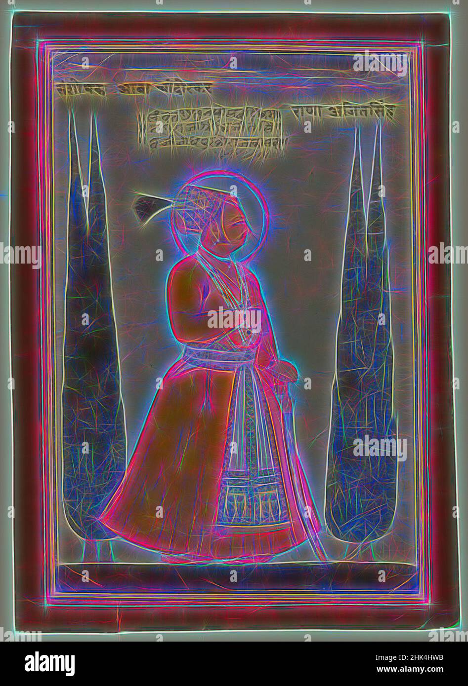 Inspiré par Portrait de Maharaja Ajit Singh de Marwar, aquarelle opaque sur papier, Jodhpur, Rajasthan, Inde, 1710, Avec cadre: 20 x 14 1/2 x 1 po., 50,8 x 36,8 x 2,5 cm, repensé par Artotop. L'art classique réinventé avec une touche moderne. Conception de lumière chaleureuse et gaie, de luminosité et de rayonnement de lumière. La photographie s'inspire du surréalisme et du futurisme, embrassant l'énergie dynamique de la technologie moderne, du mouvement, de la vitesse et révolutionne la culture Banque D'Images