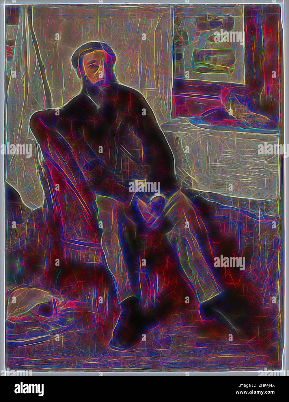 Inspiré par Portrait d'un homme, Portrait d'homme, Edgar Degas, Français, 1834-1917, Huile sur toile, France, env. 1866, 34 x 25 1/2 po, 86,4 x 64,8 cm, 1866, 19th Century, barbe, marron, env. 1866, président, Degas, distant, européen, Plis, français, art français, huile française, peinture française, Regard, intérieur, homme, repensé par Artotop. L'art classique réinventé avec une touche moderne. Conception de lumière chaleureuse et gaie, de luminosité et de rayonnement de lumière. La photographie s'inspire du surréalisme et du futurisme, embrassant l'énergie dynamique de la technologie moderne, du mouvement, de la vitesse et révolutionne la culture Banque D'Images