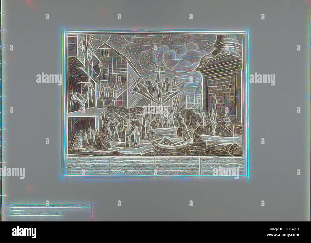 Inspiré par un imprimé Emblematical Print on the South Sea Scheme, William Hogarth, British, 1697-1764, gravure en ligne sur papier cousu, 1721, 10 3/16 x 12 13/16 po, 25,8 x 32,5 cm, réimaginé par Artotop. L'art classique réinventé avec une touche moderne. Conception de lumière chaleureuse et gaie, de luminosité et de rayonnement de lumière. La photographie s'inspire du surréalisme et du futurisme, embrassant l'énergie dynamique de la technologie moderne, du mouvement, de la vitesse et révolutionne la culture Banque D'Images