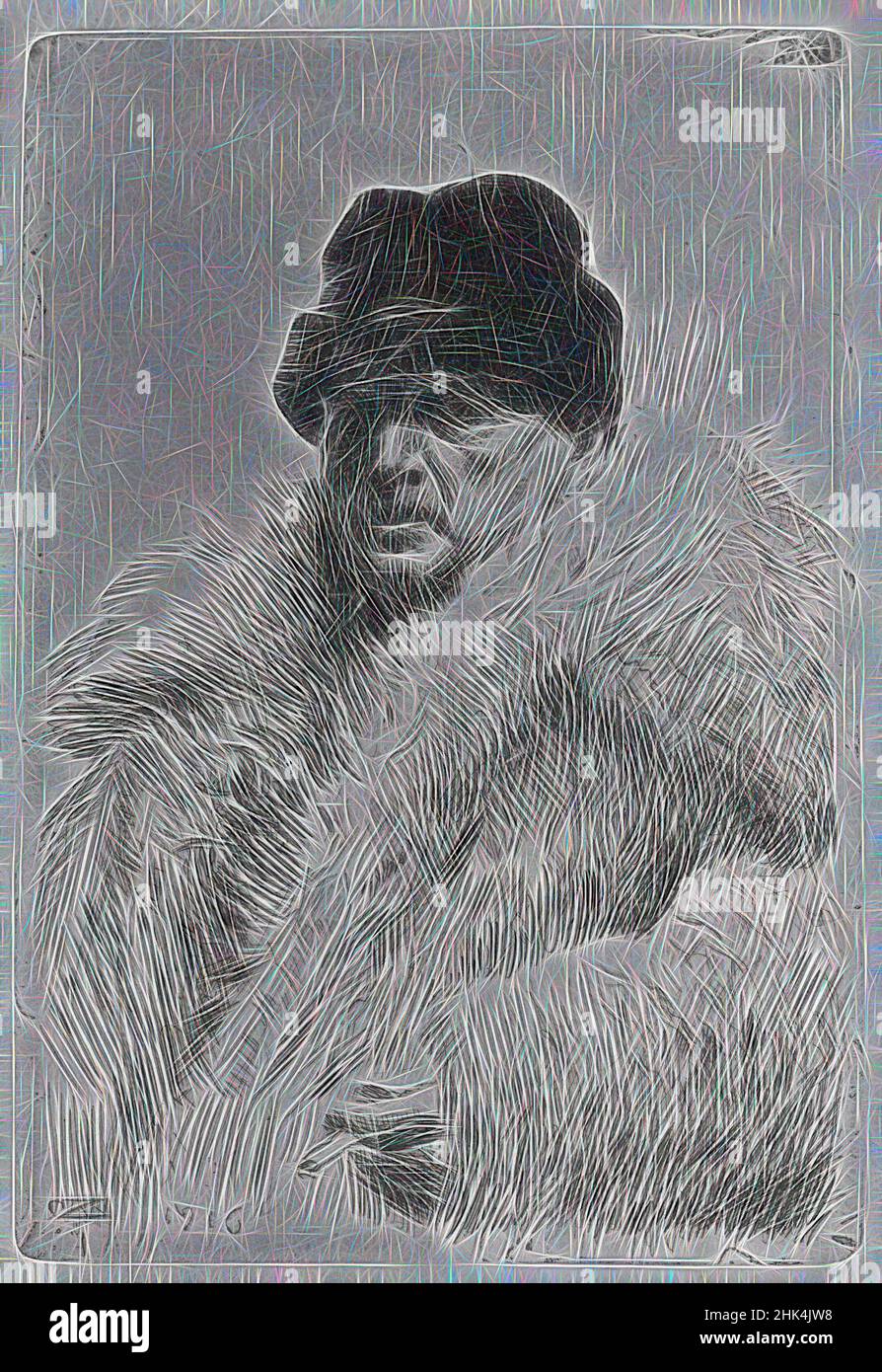 Inspiré par Self Portrait, Anders Zorn, suédois, 1860-1920, gravure sur papier cousu, 1916, réimaginé par Artotop. L'art classique réinventé avec une touche moderne. Conception de lumière chaleureuse et gaie, de luminosité et de rayonnement de lumière. La photographie s'inspire du surréalisme et du futurisme, embrassant l'énergie dynamique de la technologie moderne, du mouvement, de la vitesse et révolutionne la culture Banque D'Images
