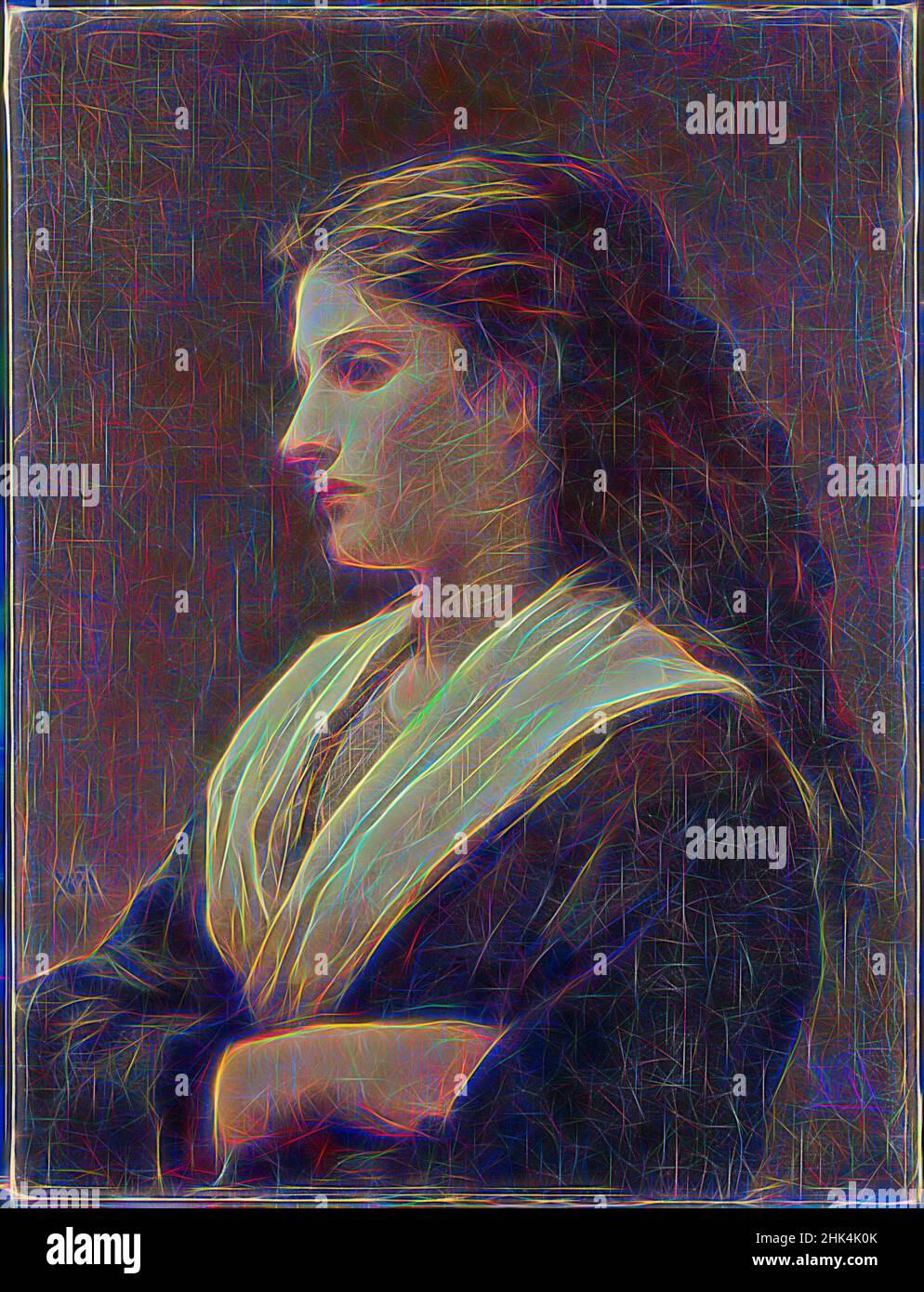 Inspiré par l'étude d'un chef féminin, William Morris Hunt, américain, 1824-1879, huile sur toile, 1872, 23 15/16 x 18 po, 60,8 x 45,7 cm, American, American, American Painting, bras croisés, style de cheveux amples, huile sur toile, peinture, portrait, profil, doux, Etude, femme, femmes, réimaginé par Artotop. L'art classique réinventé avec une touche moderne. Conception de lumière chaleureuse et gaie, de luminosité et de rayonnement de lumière. La photographie s'inspire du surréalisme et du futurisme, embrassant l'énergie dynamique de la technologie moderne, du mouvement, de la vitesse et révolutionne la culture Banque D'Images
