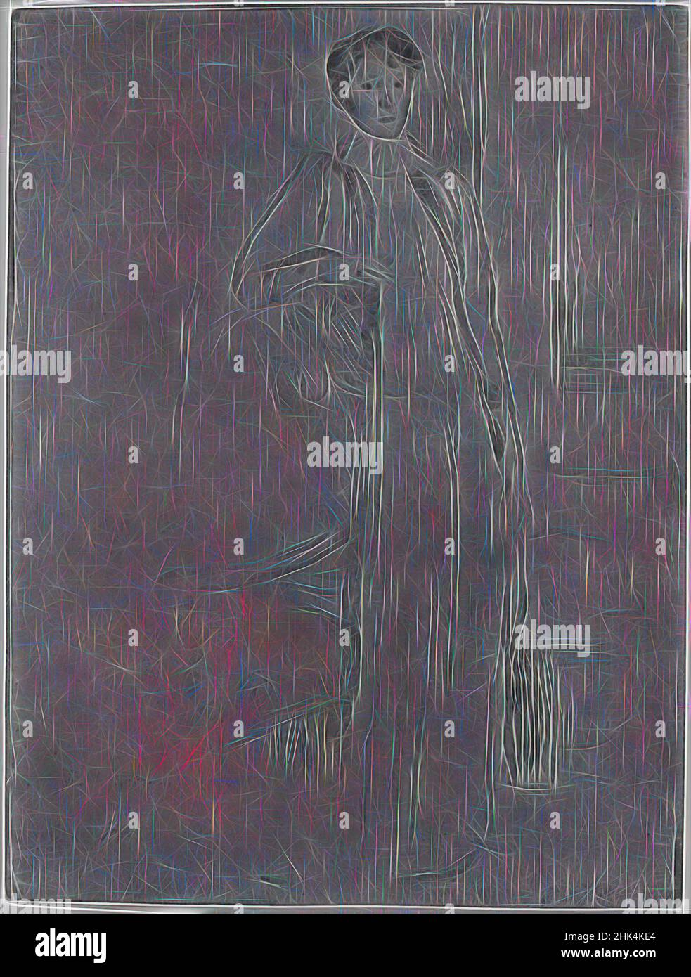 Inspiré par la figure debout, numéro un, Julian Alden Weir, cuisine américaine, 1852-1919, Gravure sur papier ponté, 1899, 7 7/8 x 6 po., 20 x 15,2 cm, réimaginé par Artotop. L'art classique réinventé avec une touche moderne. Conception de lumière chaleureuse et gaie, de luminosité et de rayonnement de lumière. La photographie s'inspire du surréalisme et du futurisme, embrassant l'énergie dynamique de la technologie moderne, du mouvement, de la vitesse et révolutionne la culture Banque D'Images