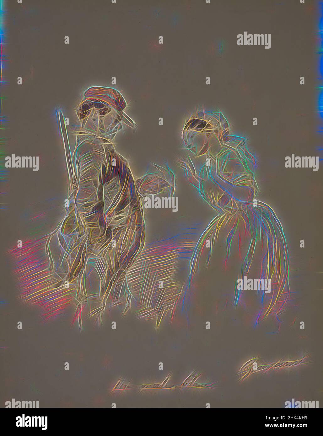 Inspiré par White Blackbird, un Merle blanc, Paul Gavarni, français, 1804-1866, Français, aquarelle et crayon sur papier vélin, France, n.d., feuille: 8 3/8 x 6 3/4 po., 21,3 x 17,1 cm, réimaginé par Artotop. L'art classique réinventé avec une touche moderne. Conception de lumière chaleureuse et gaie, de luminosité et de rayonnement de lumière. La photographie s'inspire du surréalisme et du futurisme, embrassant l'énergie dynamique de la technologie moderne, du mouvement, de la vitesse et révolutionne la culture Banque D'Images