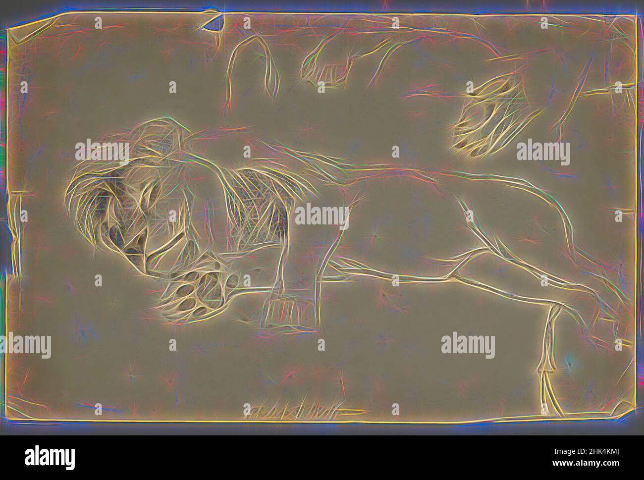 Inspiré par Sleeping Lion, Philip H. Wolfrom, cuisine américaine, 1870-1904, Graphite sur papier, s.d., feuille: 12 13/16 x 19 3/4 po., 32,5 x 50,2 cm, réimaginé par Artotop. L'art classique réinventé avec une touche moderne. Conception de lumière chaleureuse et gaie, de luminosité et de rayonnement de lumière. La photographie s'inspire du surréalisme et du futurisme, embrassant l'énergie dynamique de la technologie moderne, du mouvement, de la vitesse et révolutionne la culture Banque D'Images
