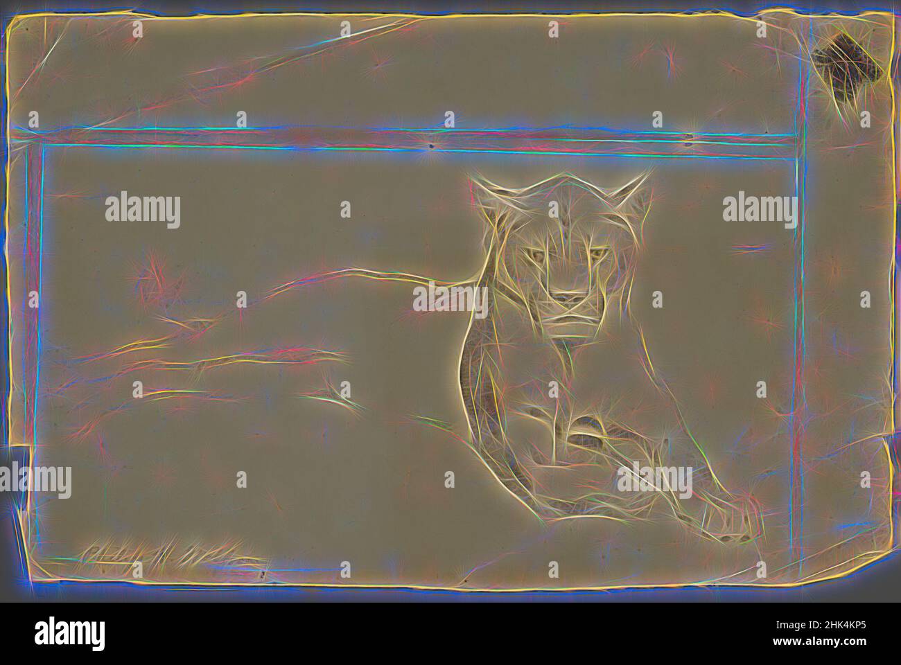 Inspiré par Lioness, Philip H. Wolfrom, cuisine américaine, 1870-1904, Graphite sur papier, s.d., feuille: 12 x 18 3/4 po., 30,5 x 47,6 cm, réimaginé par Artotop. L'art classique réinventé avec une touche moderne. Conception de lumière chaleureuse et gaie, de luminosité et de rayonnement de lumière. La photographie s'inspire du surréalisme et du futurisme, embrassant l'énergie dynamique de la technologie moderne, du mouvement, de la vitesse et révolutionne la culture Banque D'Images