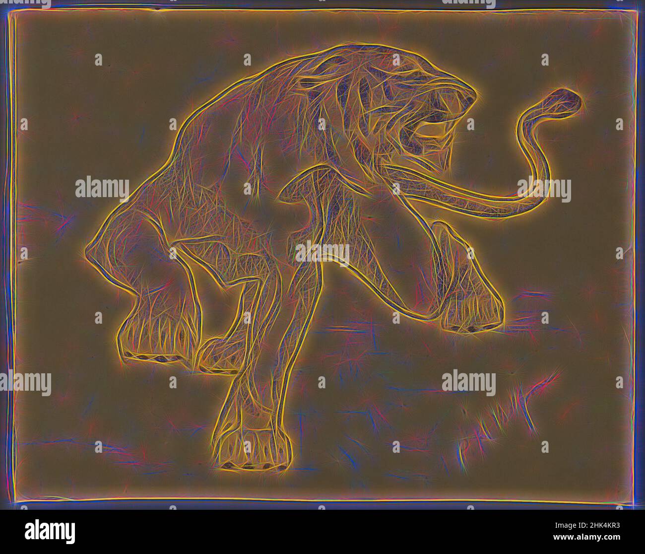 Inspiré par Tiger, Philip H. Wolfrom, cuisine américaine, 1870-1904, crayon conté sur papier, s.d., feuille: 8 1/8 x 10 5/16 po, 20,6 x 26,2 cm, réimaginé par Artotop. L'art classique réinventé avec une touche moderne. Conception de lumière chaleureuse et gaie, de luminosité et de rayonnement de lumière. La photographie s'inspire du surréalisme et du futurisme, embrassant l'énergie dynamique de la technologie moderne, du mouvement, de la vitesse et révolutionne la culture Banque D'Images