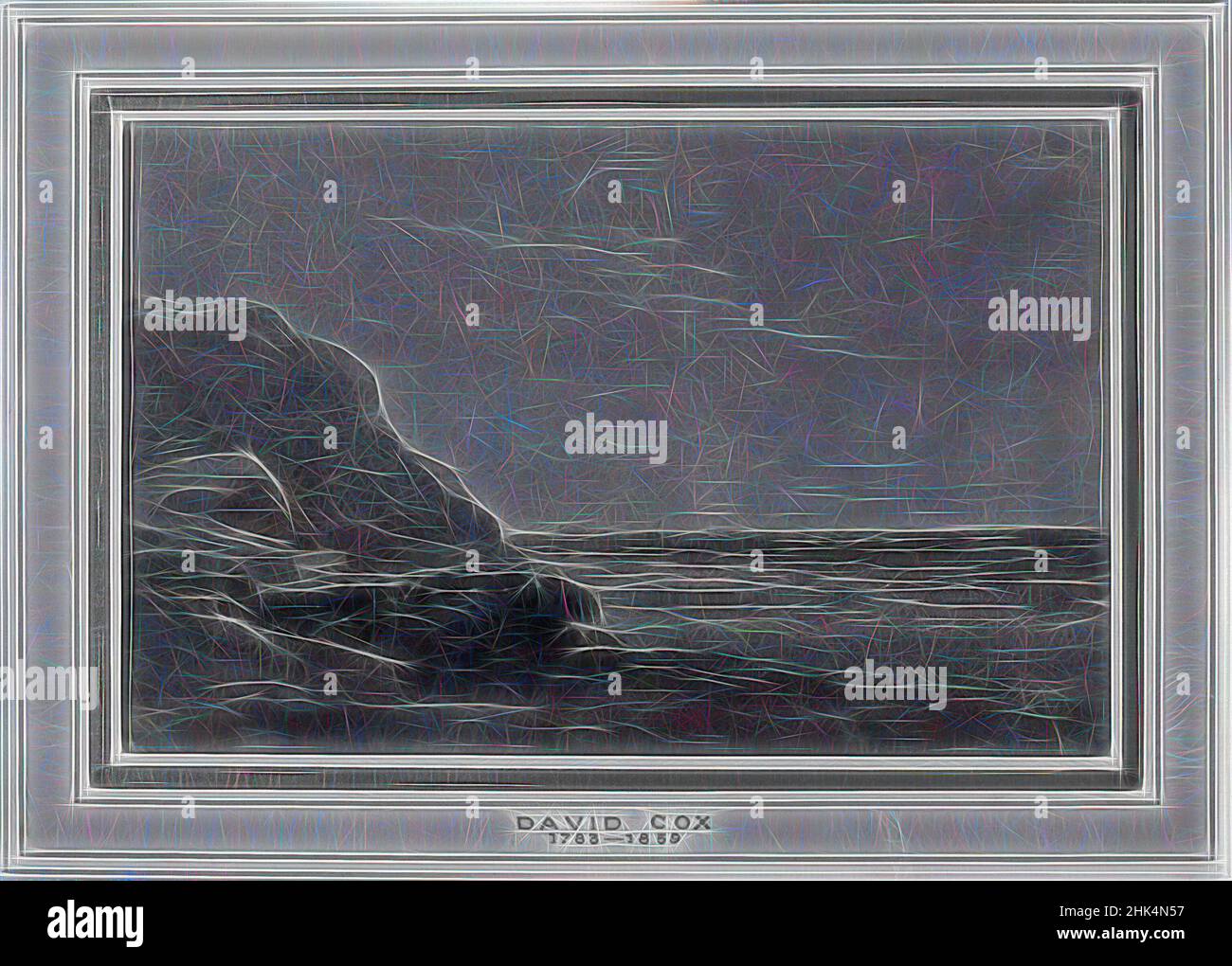 Inspiré par le long de la côte, David Cox, britannique, 1783-1859, Aquarelle sur papier, Angleterre, 4 1/4 x 6 1/2 po., 10,8 x 16,5 cm, revisitée par Artotop. L'art classique réinventé avec une touche moderne. Conception de lumière chaleureuse et gaie, de luminosité et de rayonnement de lumière. La photographie s'inspire du surréalisme et du futurisme, embrassant l'énergie dynamique de la technologie moderne, du mouvement, de la vitesse et révolutionne la culture Banque D'Images
