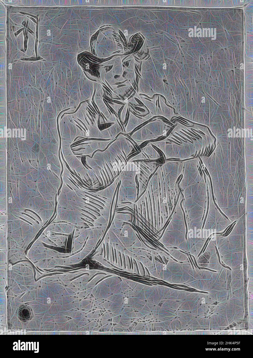 Inspiré par Guillaumin à l'homme pendu, Guillaumin au pendu, Paul Cézanne, français, 1839-1906, Gravure sur papier à poser, France, 1873, 6 1/8 x 4 3/4 po., 15,6 x 12 cm, réimaginé par Artotop. L'art classique réinventé avec une touche moderne. Conception de lumière chaleureuse et gaie, de luminosité et de rayonnement de lumière. La photographie s'inspire du surréalisme et du futurisme, embrassant l'énergie dynamique de la technologie moderne, du mouvement, de la vitesse et révolutionne la culture Banque D'Images
