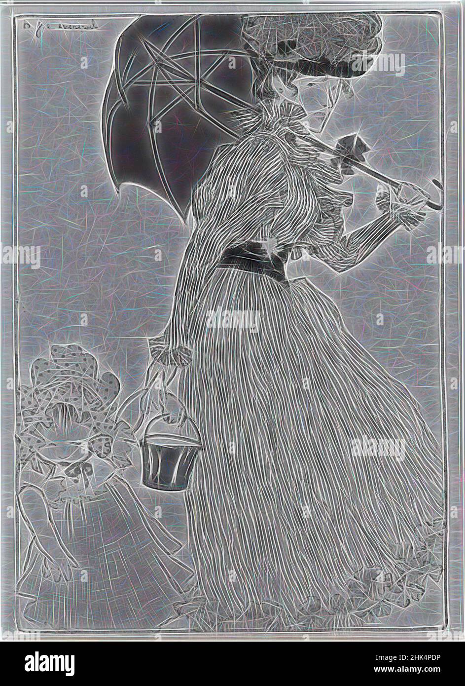 Inspiré par Femme et enfant, Henri Jacques Edouard Evenepoel, belge, 1872-1899, Lithographie sur papier lourd japonais, ca. 1896, 13 x 9 1/16 po, 33 x 23 cm, repensé par Artotop. L'art classique réinventé avec une touche moderne. Conception de lumière chaleureuse et gaie, de luminosité et de rayonnement de lumière. La photographie s'inspire du surréalisme et du futurisme, embrassant l'énergie dynamique de la technologie moderne, du mouvement, de la vitesse et révolutionne la culture Banque D'Images