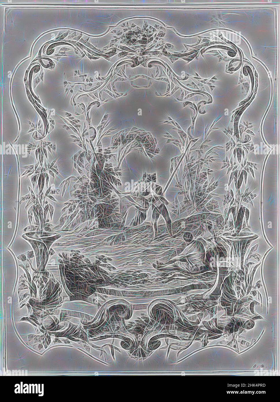 Inspiré par la danse Bachique, Etching, feuille: 19 3/4 x 14 3/8 po., 50,2 x 36,5 cm, repensé par Artotop. L'art classique réinventé avec une touche moderne. Conception de lumière chaleureuse et gaie, de luminosité et de rayonnement de lumière. La photographie s'inspire du surréalisme et du futurisme, embrassant l'énergie dynamique de la technologie moderne, du mouvement, de la vitesse et révolutionne la culture Banque D'Images