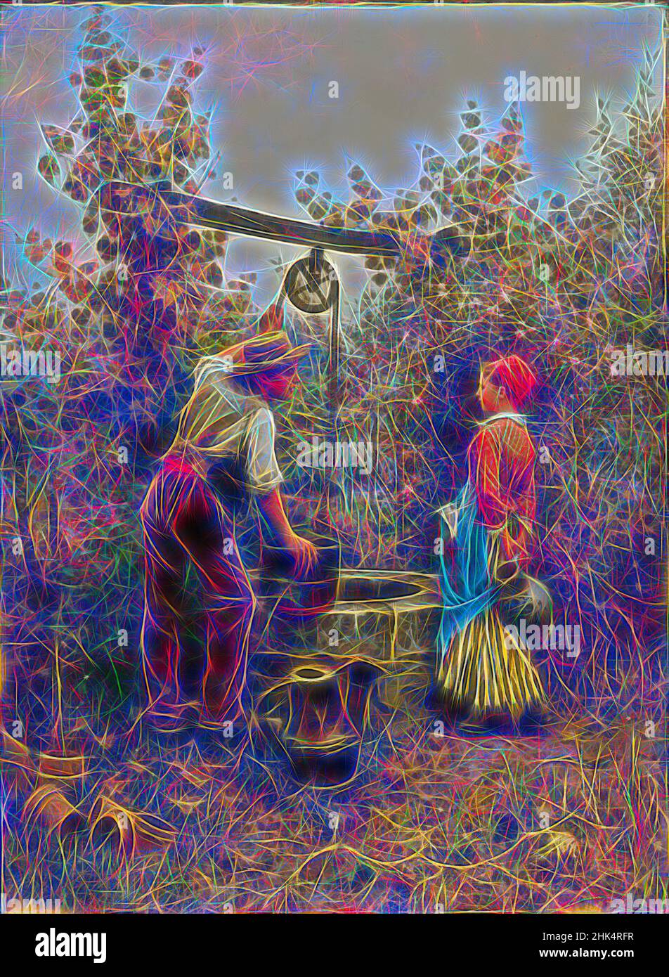 Inspiré par The Well, Daniel Ridgway Knight, américain, 1839-1924, huile sur toile, 1880, 39 5/16 x 28 15/16 po, 99,9 x 73,5 cm, 1880, chiffres, fleur, pot à fleurs, Chevalier, paysage, huile sur toile, peinture, eau, Arrosoir, bien, repensé par Artotop. L'art classique réinventé avec une touche moderne. Conception de lumière chaleureuse et gaie, de luminosité et de rayonnement de lumière. La photographie s'inspire du surréalisme et du futurisme, embrassant l'énergie dynamique de la technologie moderne, du mouvement, de la vitesse et révolutionne la culture Banque D'Images