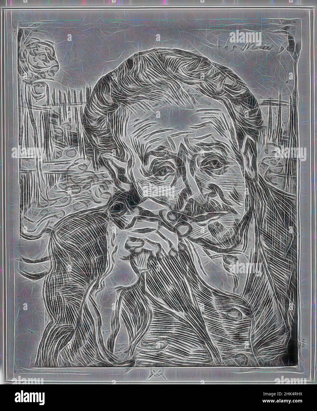 Inspiré par Portrait du Dr Gachet, Vincent van Gogh, néerlandais, 1853-1890, gravure sur zinc sur papier vélin, 1890, 6 15/16 x 5 7/8 po, 17,7 x 15 cm, repensé par Artotop. L'art classique réinventé avec une touche moderne. Conception de lumière chaleureuse et gaie, de luminosité et de rayonnement de lumière. La photographie s'inspire du surréalisme et du futurisme, embrassant l'énergie dynamique de la technologie moderne, du mouvement, de la vitesse et révolutionne la culture Banque D'Images