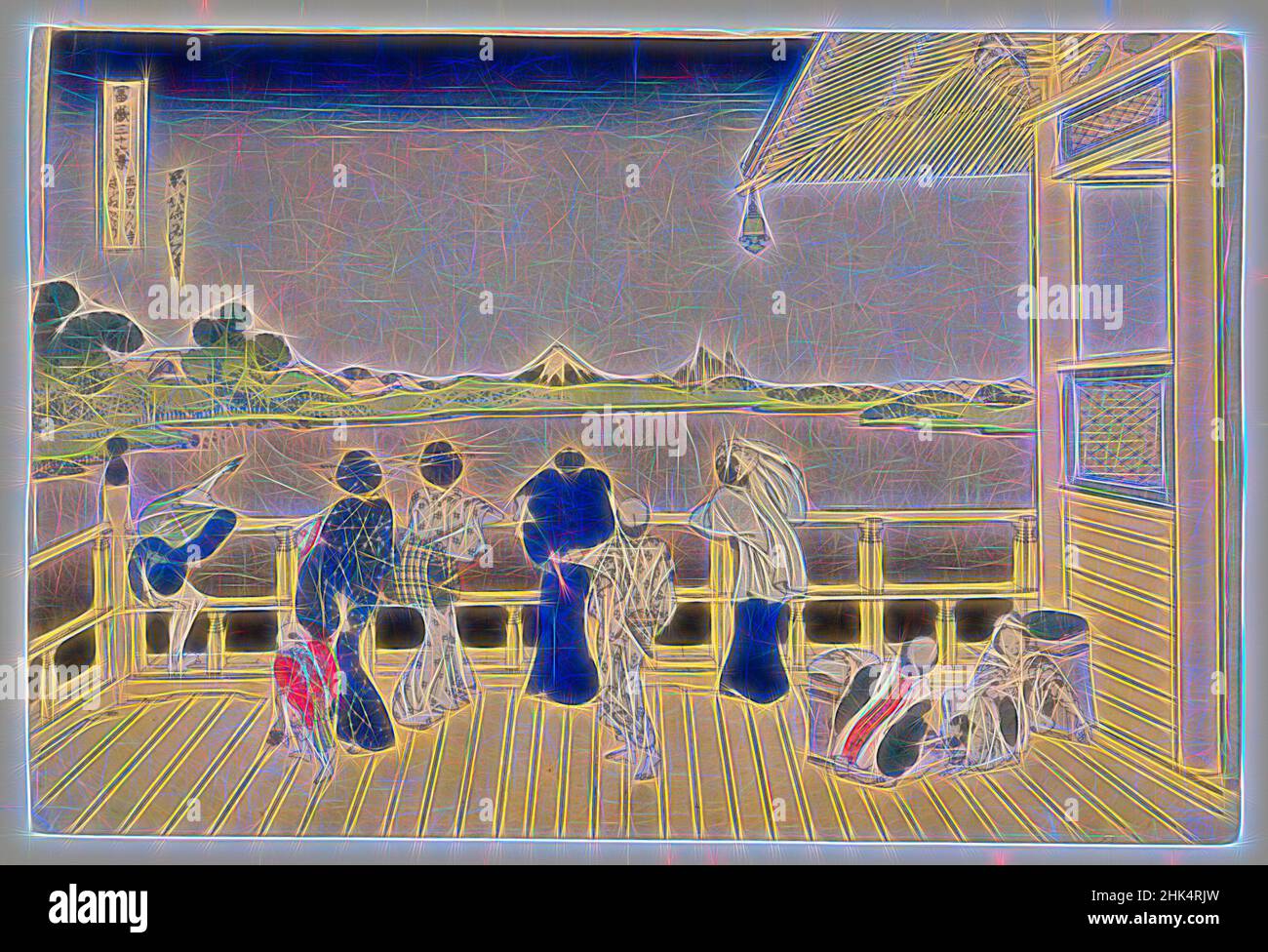 Inspiré par Fuji de la plate-forme de Sasayedo, Katsushika Hokusai, japonais, 1760-1849, Imprimer, Japon, 19th siècle, période Edo, 10 1/16 x 15 1/16 po., 25,5 x 38,3 cm, repensé par Artotop. L'art classique réinventé avec une touche moderne. Conception de lumière chaleureuse et gaie, de luminosité et de rayonnement de lumière. La photographie s'inspire du surréalisme et du futurisme, embrassant l'énergie dynamique de la technologie moderne, du mouvement, de la vitesse et révolutionne la culture Banque D'Images