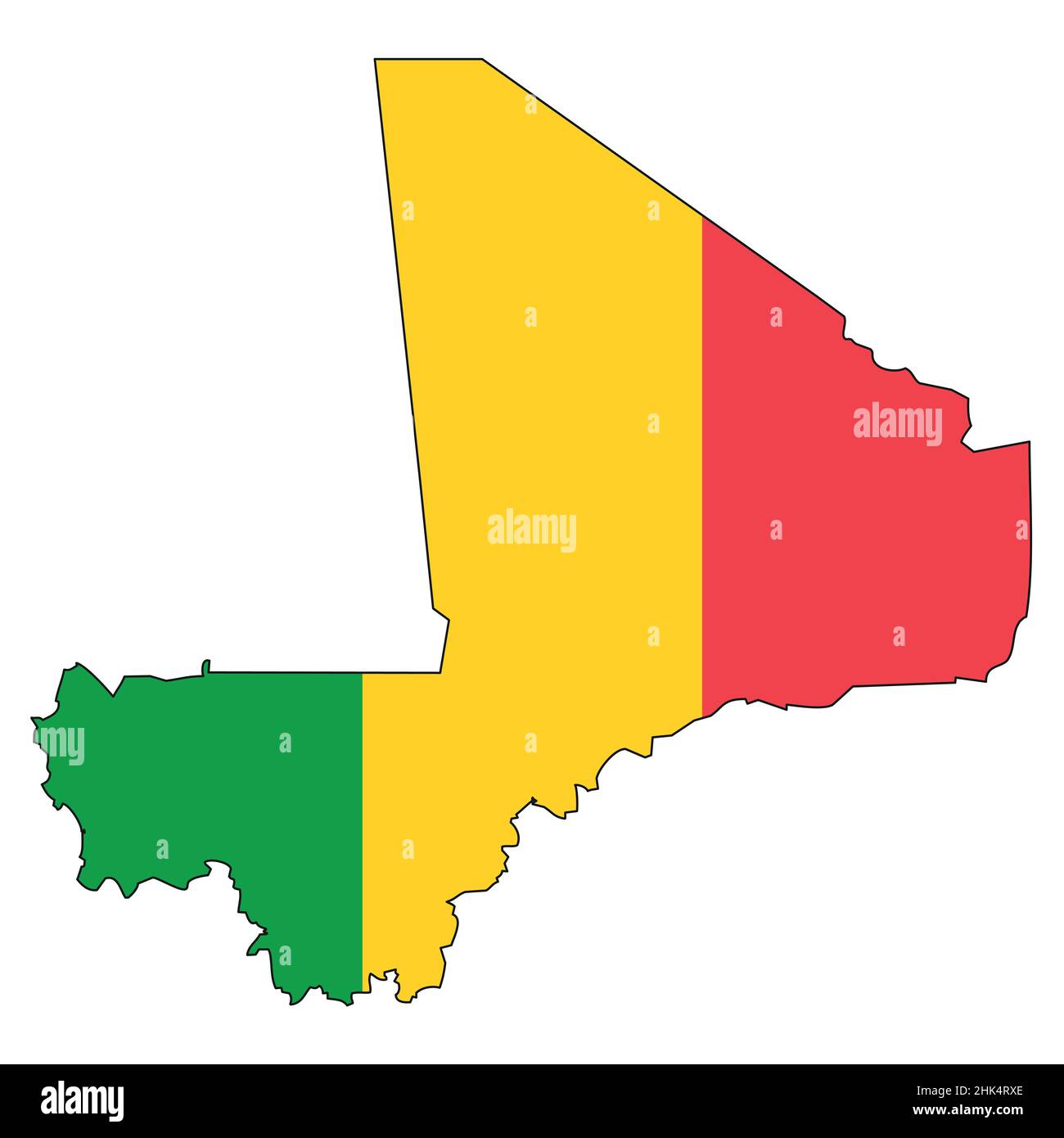 Carte de la République du Mali avec drapeau - esquisse d'un état avec drapeau national Illustration de Vecteur