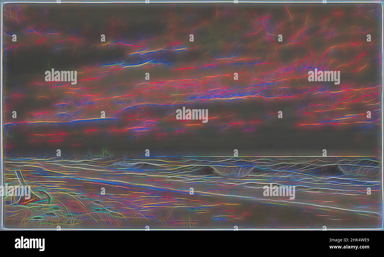 Inspiré par la scène de plage avec le barrel et l'ancre, William Trost Richards, américain, 1833-1905, aquarelle et aquarelle opaque avec sous-dessin graphite sur papier vélin, 1870, 8 5/16 x 13 15/16 po, 21,1 x 35,4 cm, 1870, 19th Century, plage, nuages, cloudscape, Luminisme, papier, sable, mer, Rivage, ciel, repensé par Artotop. L'art classique réinventé avec une touche moderne. Conception de lumière chaleureuse et gaie, de luminosité et de rayonnement de lumière. La photographie s'inspire du surréalisme et du futurisme, embrassant l'énergie dynamique de la technologie moderne, du mouvement, de la vitesse et révolutionne la culture Banque D'Images