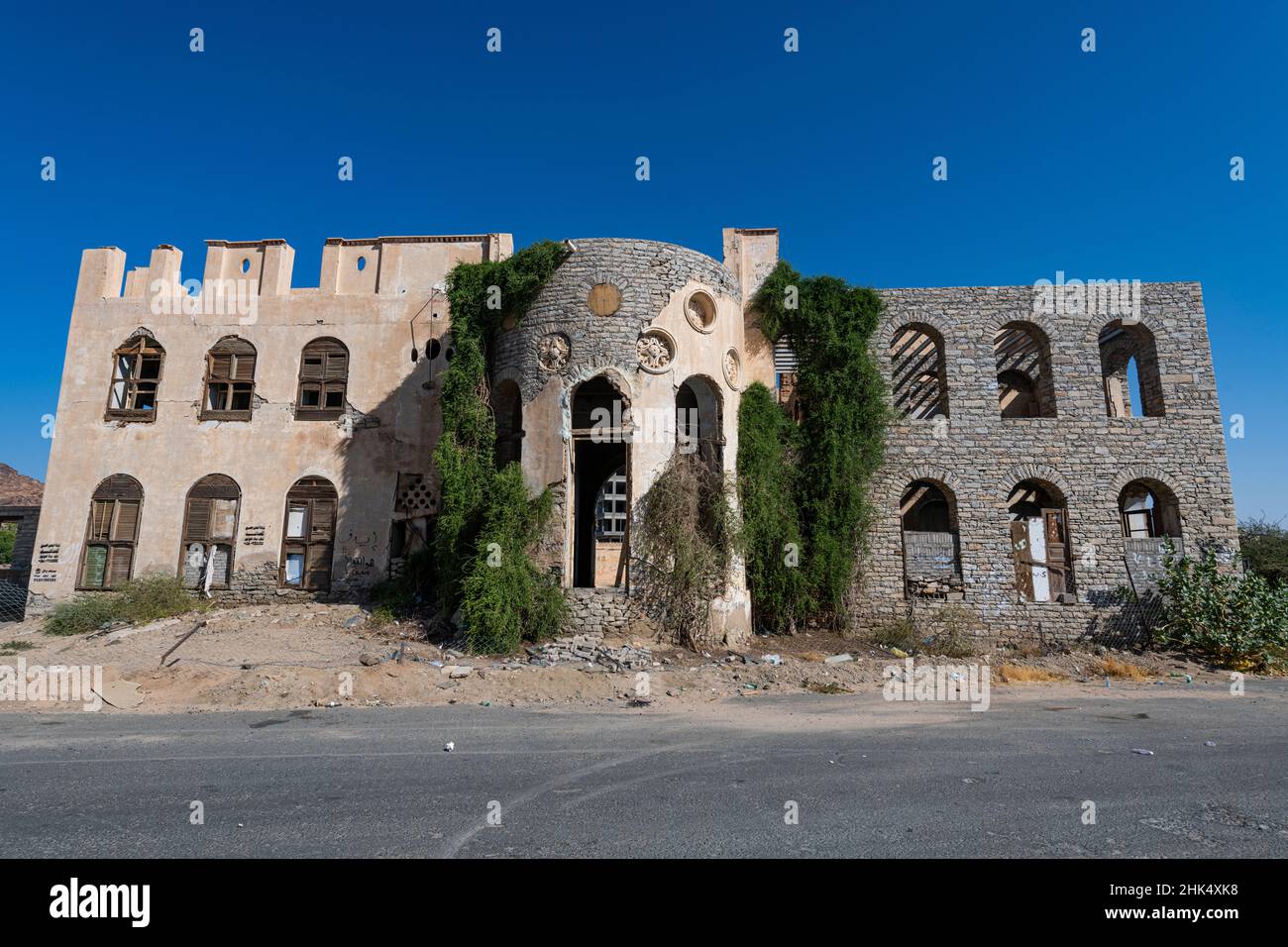 Abandonné Abdullah el-Suleiman Palace, Taif, Royaume d'Arabie Saoudite, Moyen-Orient Banque D'Images