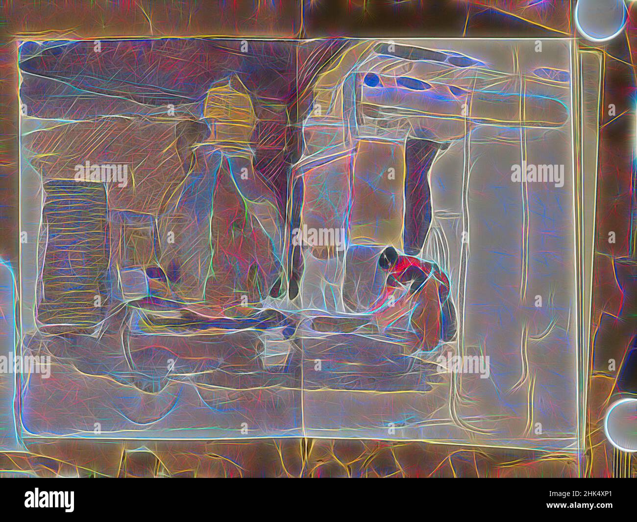 Inspiré par Spanish Sketch monté dans Scrap Book, Edward Penfield, américain, 1866-1925, aquarelle et graphite sur papier monté dans le livre de rebut, ca. 1911, feuille, dépliée: 9 1/4 x 13 1/8 po., 23,5 x 33,3 cm, revisitée par Artotop. L'art classique réinventé avec une touche moderne. Conception de lumière chaleureuse et gaie, de luminosité et de rayonnement de lumière. La photographie s'inspire du surréalisme et du futurisme, embrassant l'énergie dynamique de la technologie moderne, du mouvement, de la vitesse et révolutionne la culture Banque D'Images