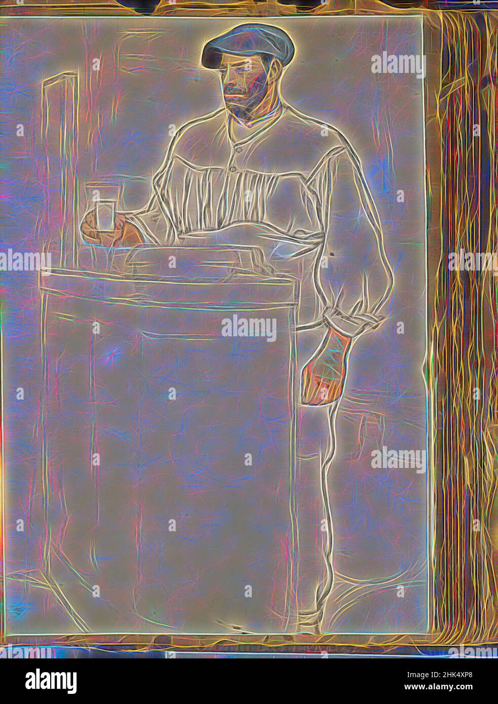 Inspiré par Spanish Sketch monté dans Scrap Book, Edward Penfield, américain, 1866-1925, Graphite et aquarelle sur papier monté dans le livre de rebut, ca. 1911, feuille: 11 1/2 x 7 7/8 po., 29,2 x 20 cm, revisitée par Artotop. L'art classique réinventé avec une touche moderne. Conception de lumière chaleureuse et gaie, de luminosité et de rayonnement de lumière. La photographie s'inspire du surréalisme et du futurisme, embrassant l'énergie dynamique de la technologie moderne, du mouvement, de la vitesse et révolutionne la culture Banque D'Images