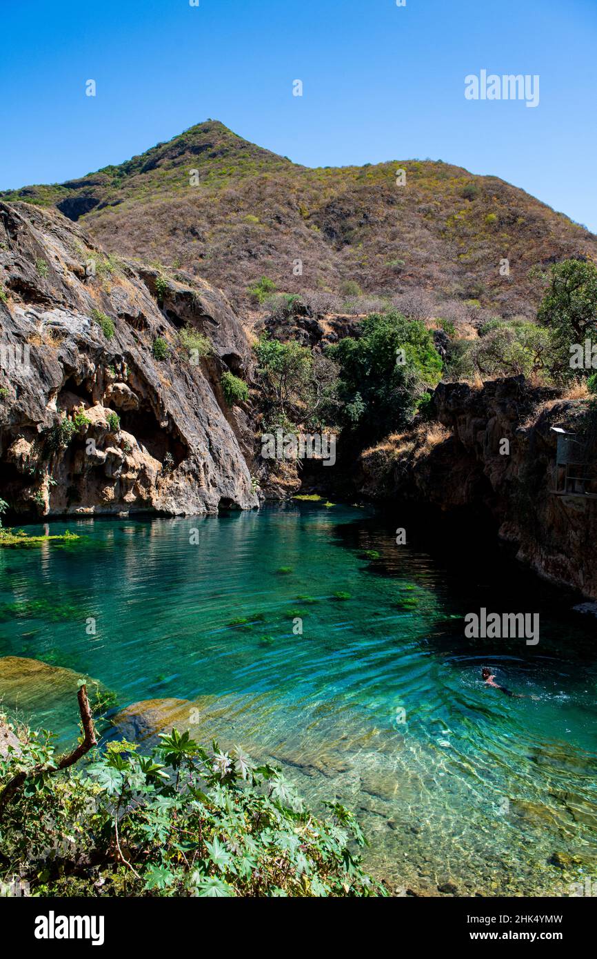 Piscines d'eau turquoise, Ain Sahlounge, Salalah, Oman, Moyen-Orient Banque D'Images