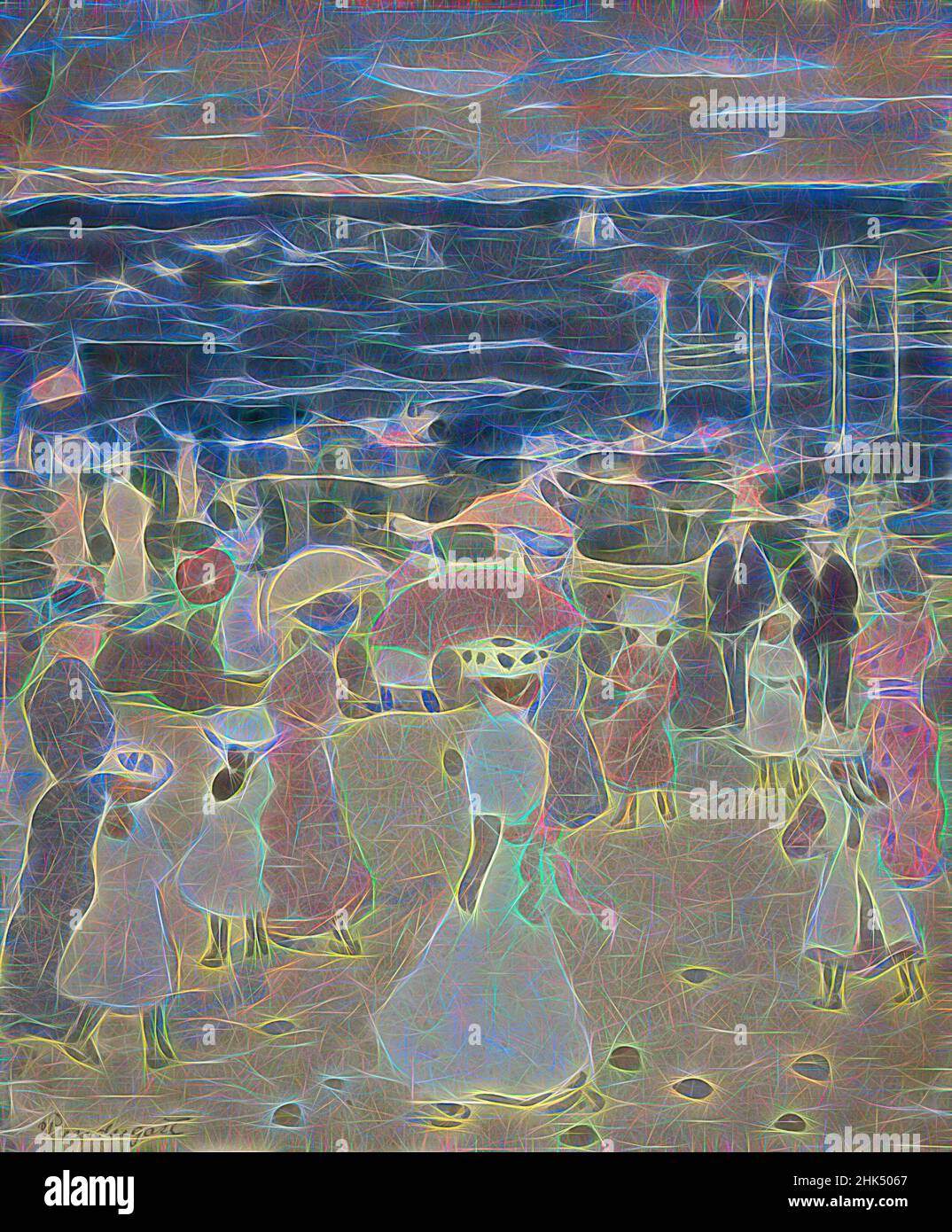 Inspiré par dimanche sur la plage, Maurice Brazil Prendergast, cuisine américaine, 1858-1924, aquarelle sur crème, papier vélin moyennement épais, moyennement texturé, env. 1896-1898, 17 3/4 x 13 5/16 po, 45,1 x 33,8 cm, abstrait, huile américaine, plage, chiffres, Gouvernante, dames sur la plage, ndd12, parasol, mer, réimaginé par Artotop. L'art classique réinventé avec une touche moderne. Conception de lumière chaleureuse et gaie, de luminosité et de rayonnement de lumière. La photographie s'inspire du surréalisme et du futurisme, embrassant l'énergie dynamique de la technologie moderne, du mouvement, de la vitesse et révolutionne la culture Banque D'Images