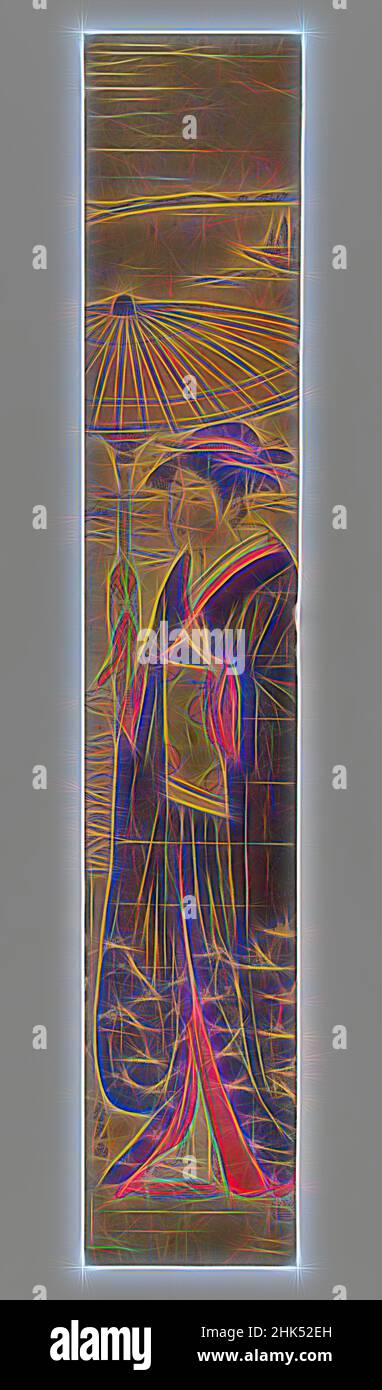 Inspiré par une femme avec parapluie, Katsukawa Shunko, japonais, active ca. 1770-1790, Woodblock Print, Japon, vers 1780, période Edo, 26 1/2 x 4 1/2 po, 67,3 x 11,4 cm, repensé par Artotop. L'art classique réinventé avec une touche moderne. Conception de lumière chaleureuse et gaie, de luminosité et de rayonnement de lumière. La photographie s'inspire du surréalisme et du futurisme, embrassant l'énergie dynamique de la technologie moderne, du mouvement, de la vitesse et révolutionne la culture Banque D'Images