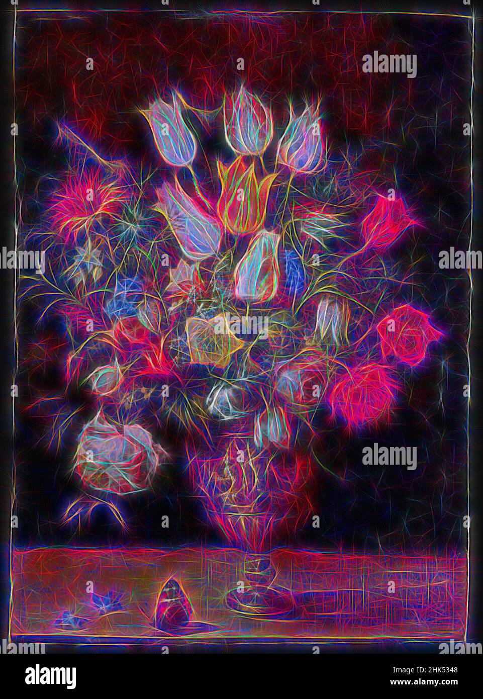 Inspiré par fleurs dans un vase, Gaspar van den Hoecke, flamand, 1575-1648, huile sur panneau, Europe, premier quart 17th siècle, 19 5/8 x 14 1/4 po, 49,8 x 36,2 cm, floral, fleurs, ndeu, huile sur panneau, Encore-vie, vase, meubles, sièges, repensé par Artotop. L'art classique réinventé avec une touche moderne. Conception de lumière chaleureuse et gaie, de luminosité et de rayonnement de lumière. La photographie s'inspire du surréalisme et du futurisme, embrassant l'énergie dynamique de la technologie moderne, du mouvement, de la vitesse et révolutionne la culture Banque D'Images
