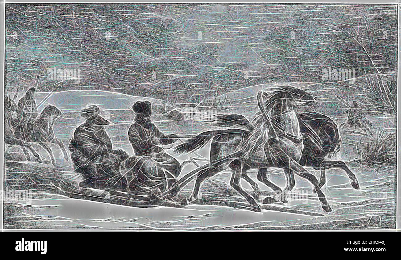 Inspiré par Escorte russe, Horace Vernet, français, 1789-1863, Lithographie sur papier vélin, env. 1818, image: 5 5/8 x 9 13/16 po., 14,3 x 24,9 cm, repensé par Artotop. L'art classique réinventé avec une touche moderne. Conception de lumière chaleureuse et gaie, de luminosité et de rayonnement de lumière. La photographie s'inspire du surréalisme et du futurisme, embrassant l'énergie dynamique de la technologie moderne, du mouvement, de la vitesse et révolutionne la culture Banque D'Images