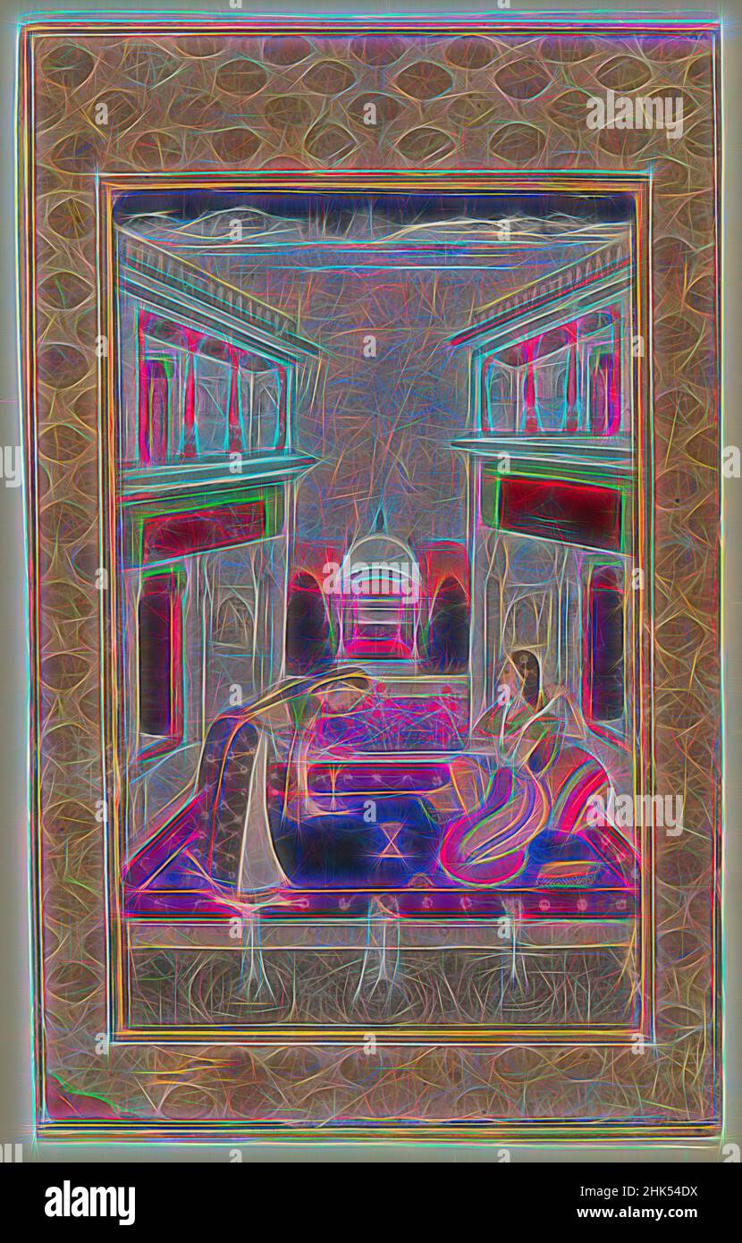 Inspiré par Syam Kalyan Ragini, aquarelles opaques sur papier, Aurangabad, Maharashtra, Inde, CA. 1740-1750, image: 5 1/2 x 3 3/8 po., 14 x 8,6 cm, repensé par Artotop. L'art classique réinventé avec une touche moderne. Conception de lumière chaleureuse et gaie, de luminosité et de rayonnement de lumière. La photographie s'inspire du surréalisme et du futurisme, embrassant l'énergie dynamique de la technologie moderne, du mouvement, de la vitesse et révolutionne la culture Banque D'Images