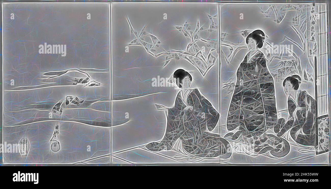 Inspiré par la neige dans le jardin, du palais intérieur de Chiyoda, Chikanobu, japonais, imprimé Woodblock, Japon, 1897, période Meiji, 13 7/8 x 9 1/4 po, 35,2 x 23,5 cm, kimono, Dames, Loisirs, nature, Extérieur, saison, hiver, repensé par Artotop. L'art classique réinventé avec une touche moderne. Conception de lumière chaleureuse et gaie, de luminosité et de rayonnement de lumière. La photographie s'inspire du surréalisme et du futurisme, embrassant l'énergie dynamique de la technologie moderne, du mouvement, de la vitesse et révolutionne la culture Banque D'Images