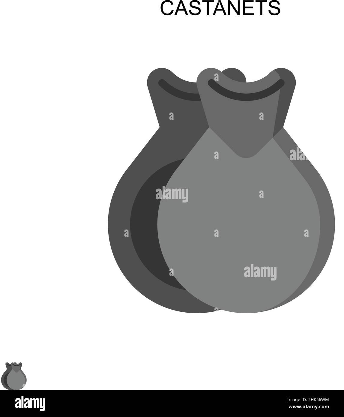 Icône de vecteur simple de castanets.Modèle de conception de symbole d'illustration pour élément d'interface utilisateur Web mobile. Illustration de Vecteur