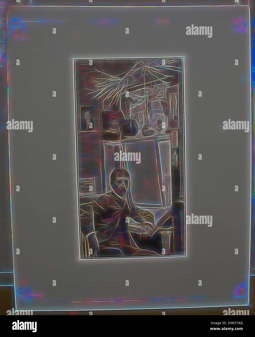 Inspiré par l'artiste à son bureau, gravure en bois, feuille: 12 1/16 x 9 7/16 po., 30,7 x 24 cm, réimaginé par Artotop. L'art classique réinventé avec une touche moderne. Conception de lumière chaleureuse et gaie, de luminosité et de rayonnement de lumière. La photographie s'inspire du surréalisme et du futurisme, embrassant l'énergie dynamique de la technologie moderne, du mouvement, de la vitesse et révolutionne la culture Banque D'Images